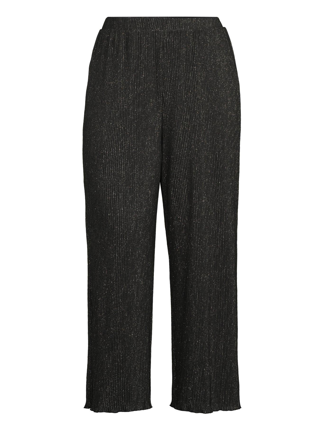 Image 7 of 7 of The Very Collection Curve Lurex Plisse Wide Leg Trouser Co-Ord - Black