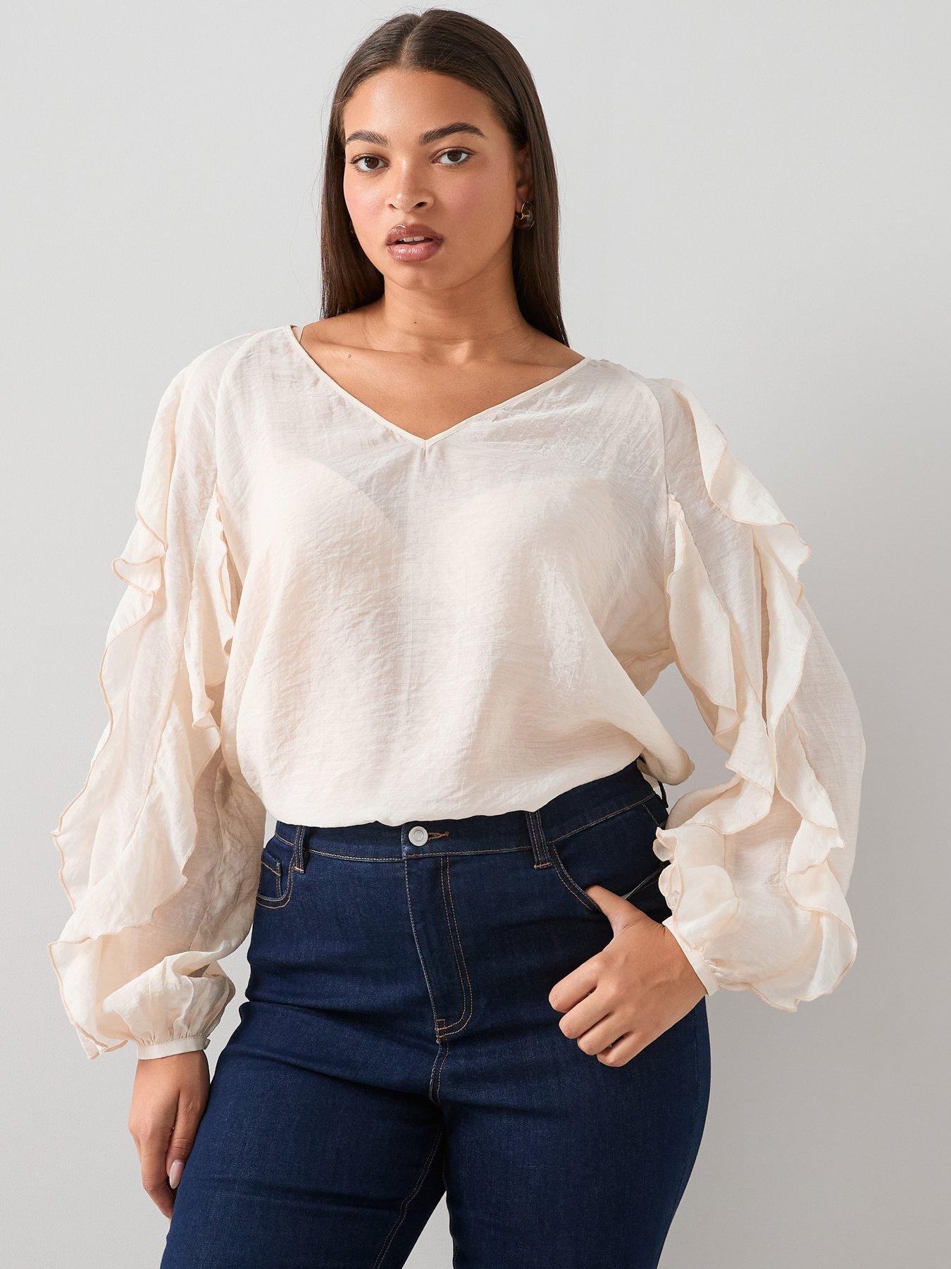 The Very Collection Curve Ruffle Blouse - Ivory