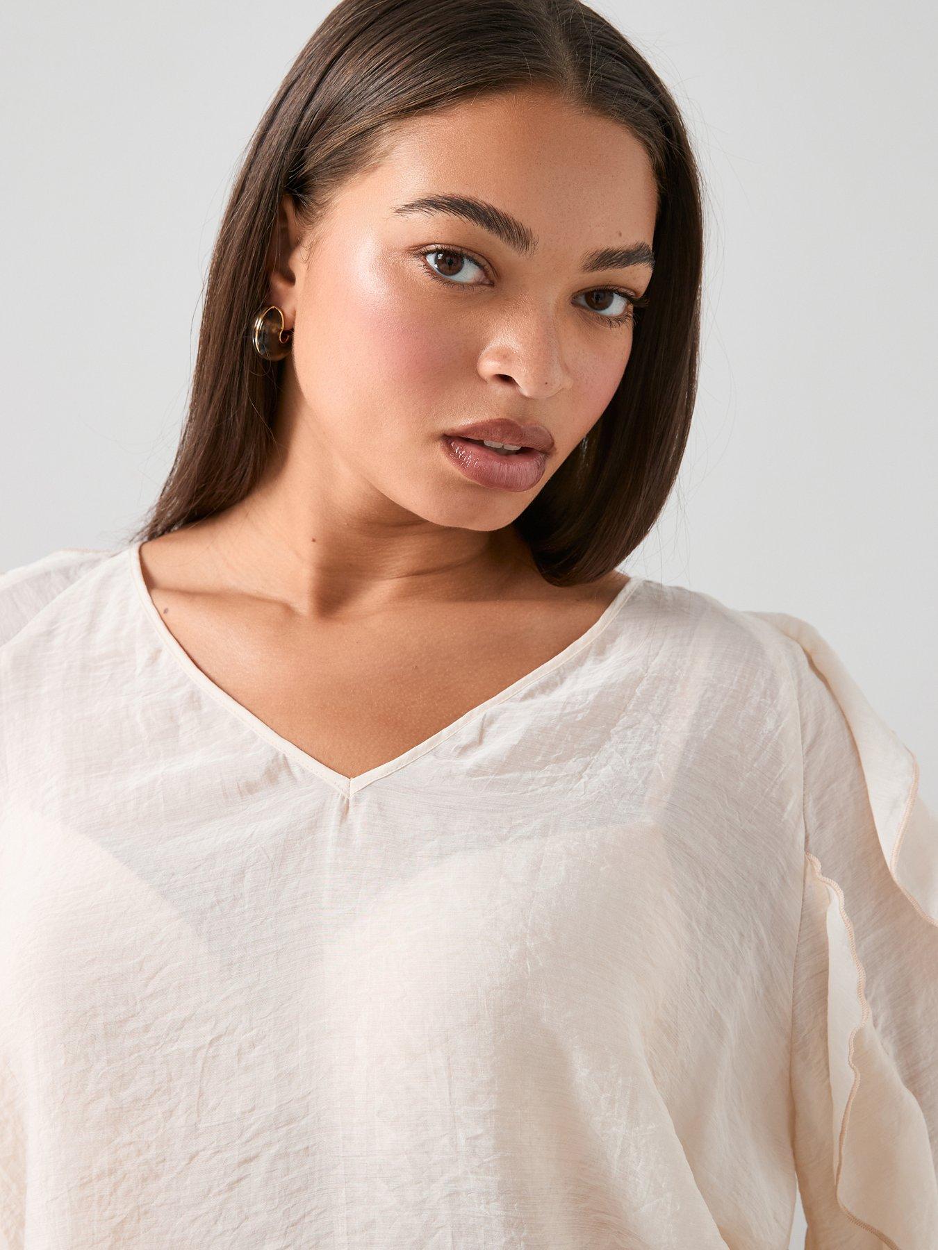  image of the-very-collection-curve-ruffle-blouse-ivory