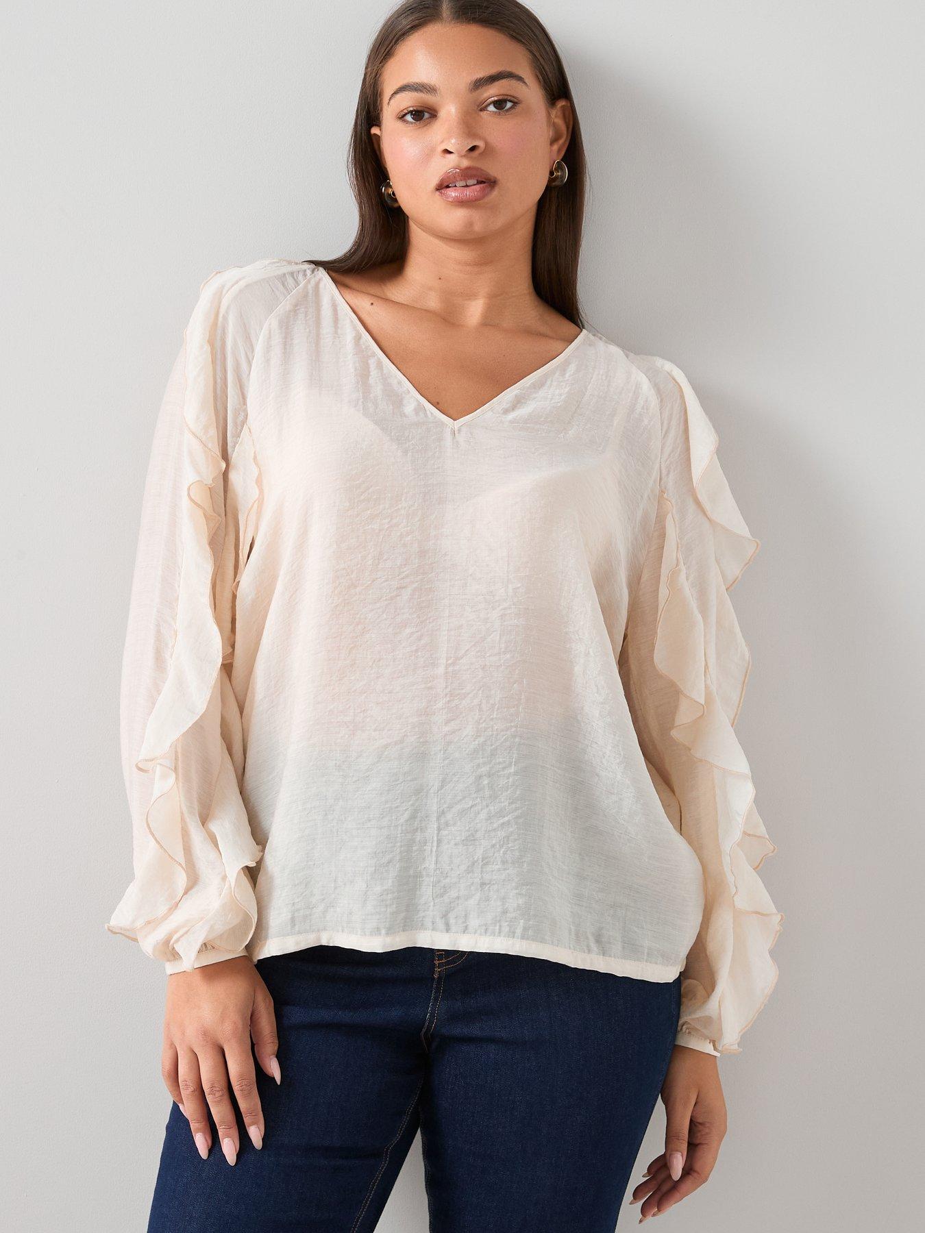  image of the-very-collection-curve-ruffle-blouse-ivory