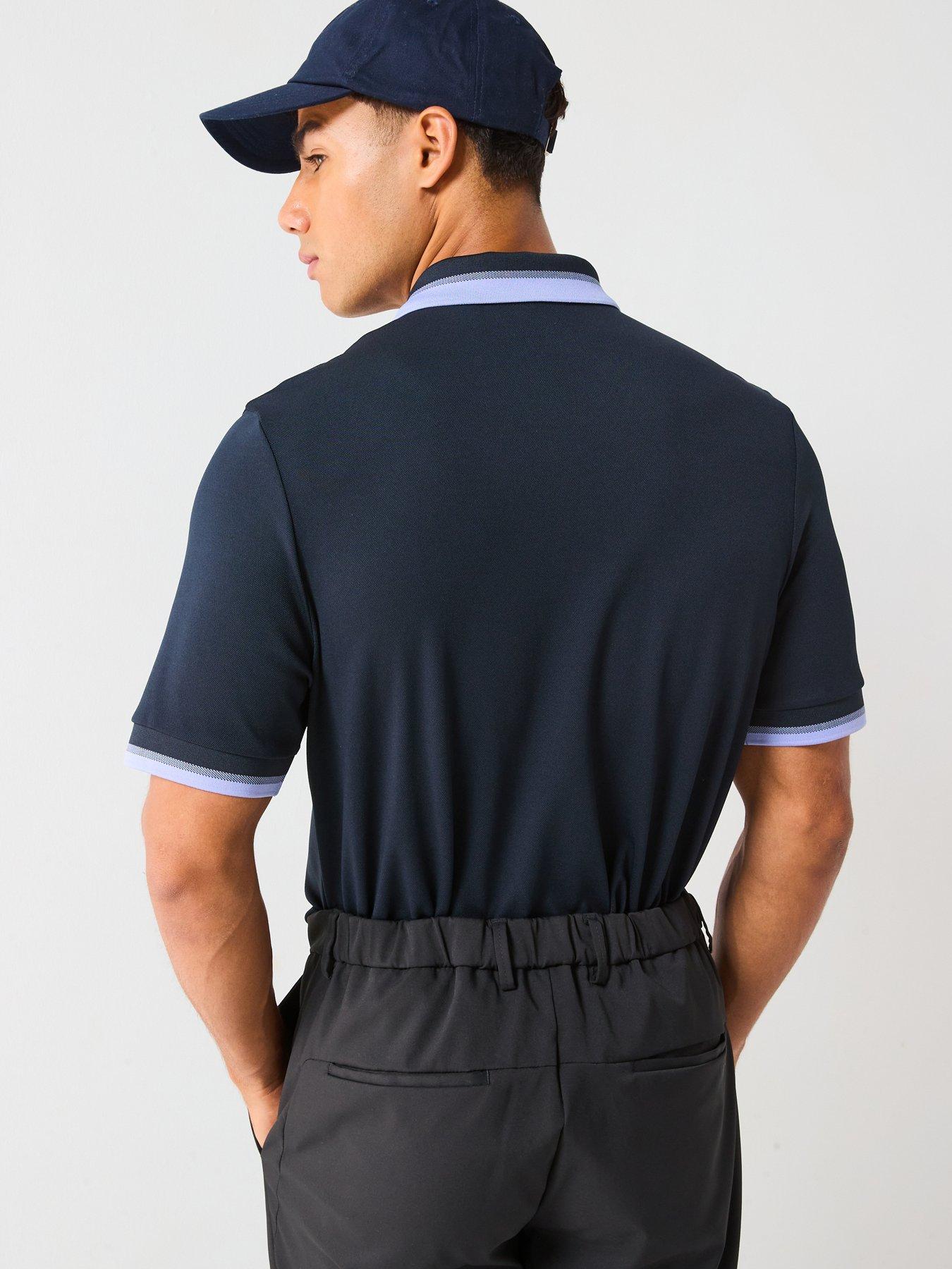 Image 2 of 4 of Lyle & Scott Golf Mens Tipped Rib Polo Shirt - Navy