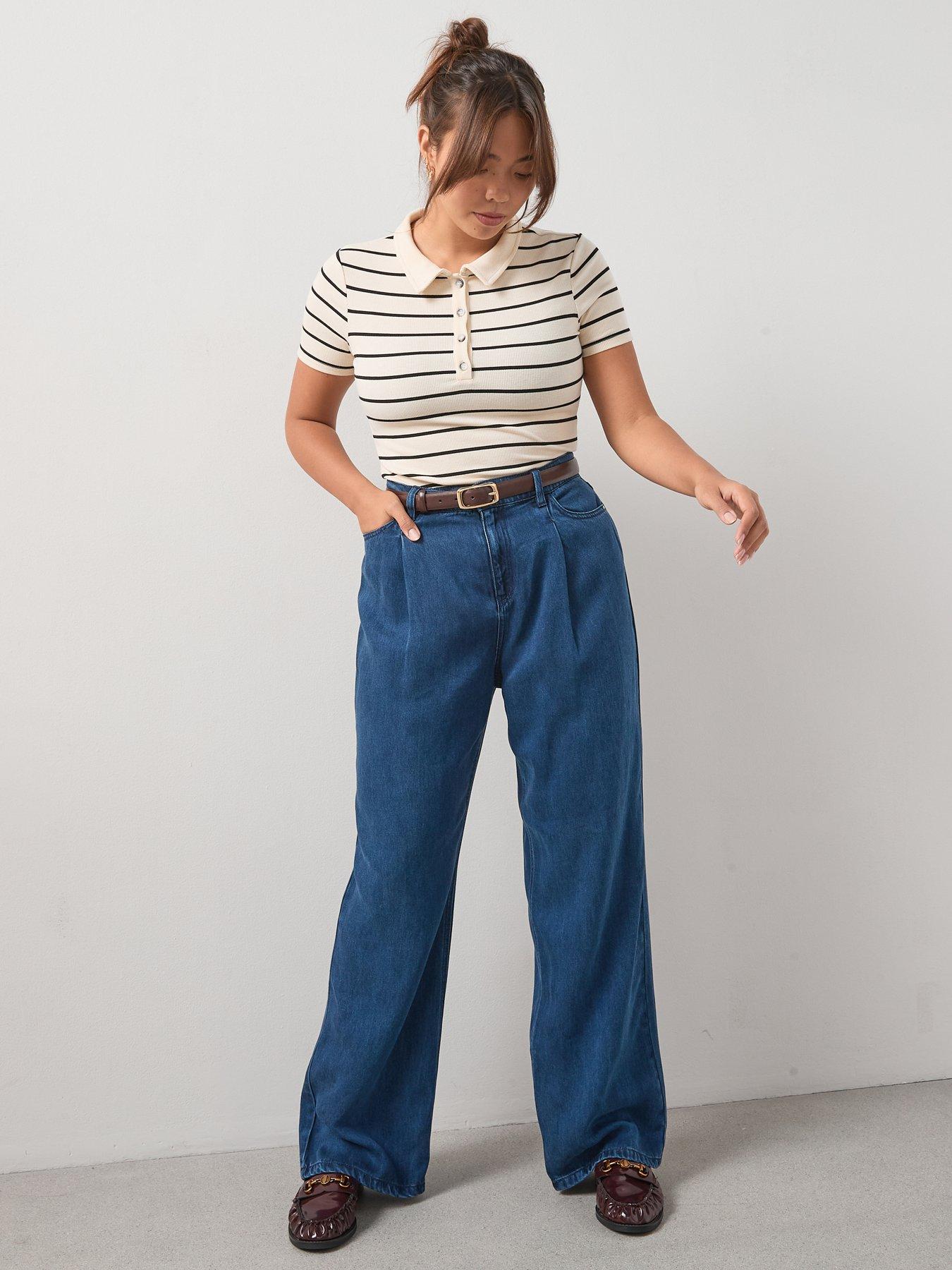 undefined Wide Leg Elasticated Waist Jean - Blue