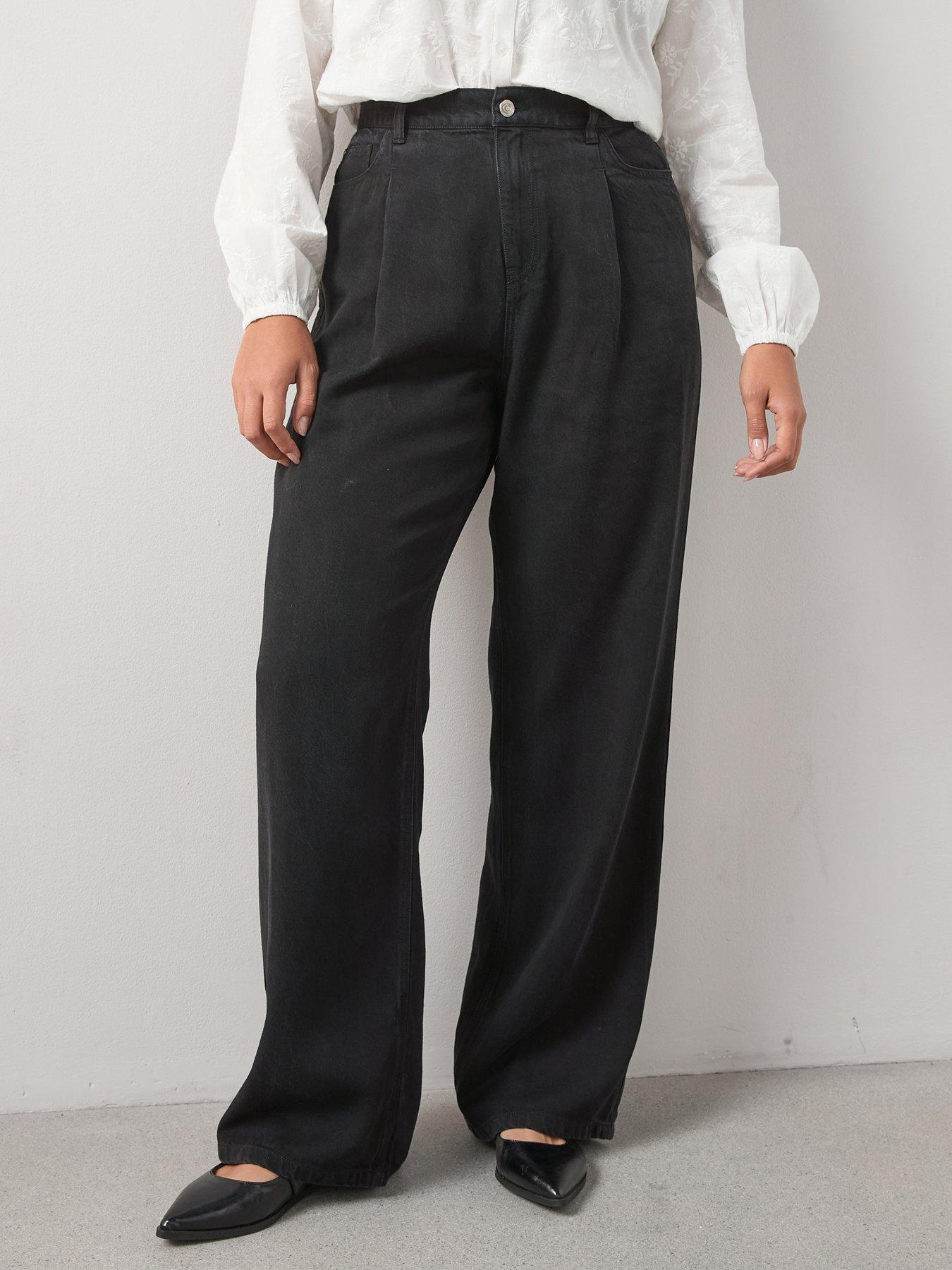 undefined Wide Leg Elasticated Waist Jean - Black