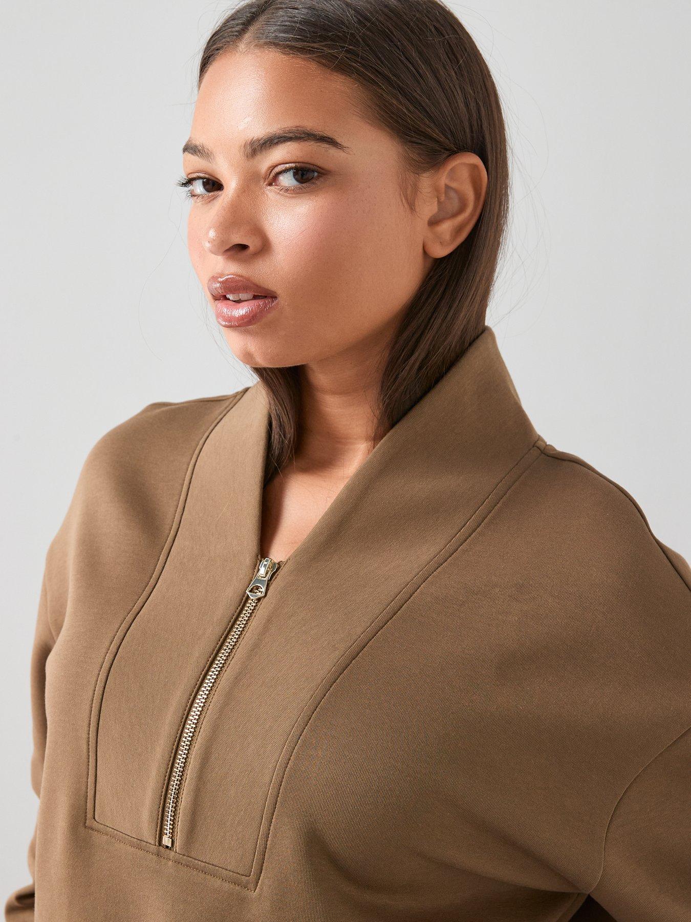  image of the-very-collection-curve-half-zip-sweatshirt-olive