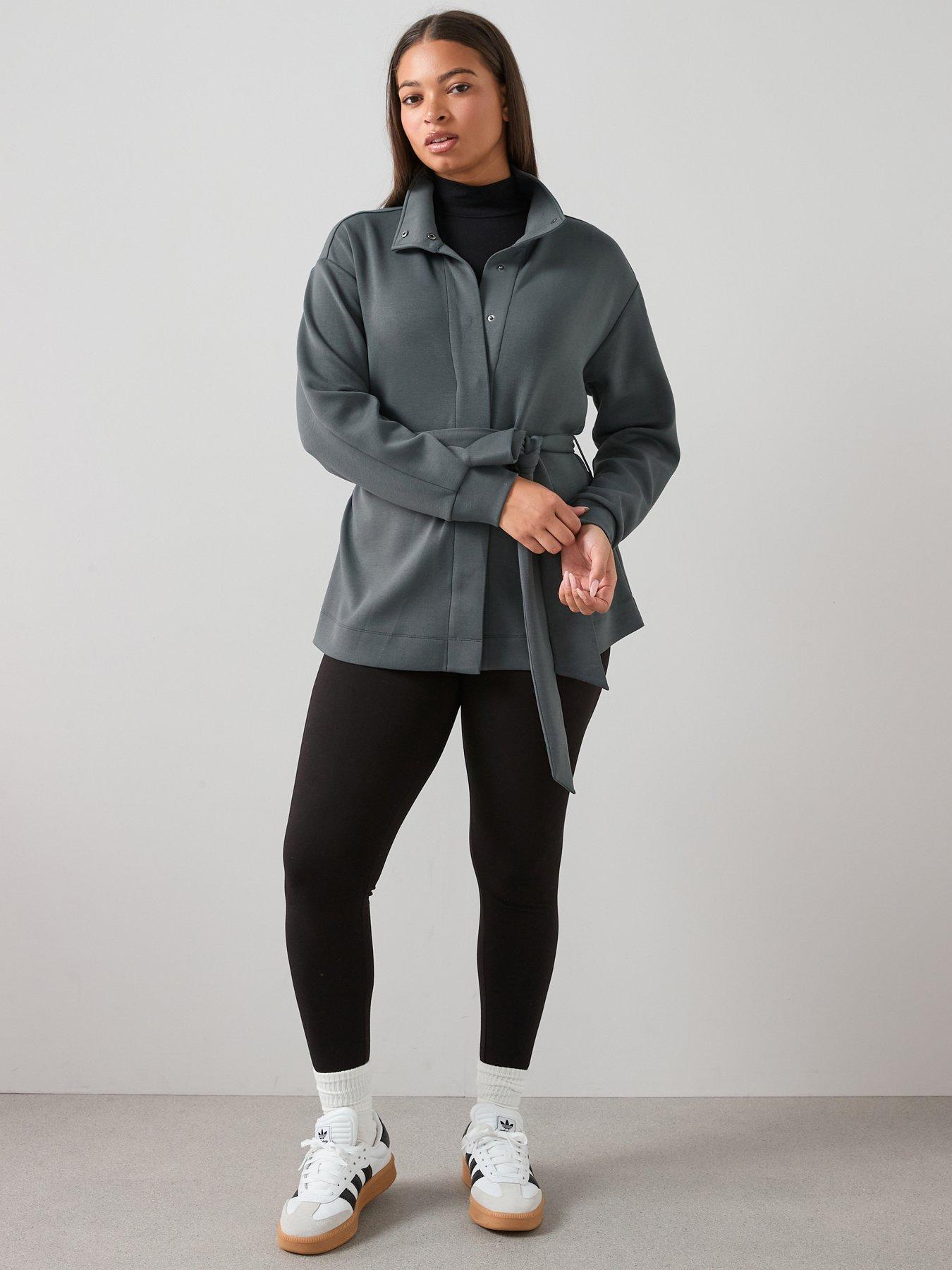The Very Collection Curve Tie Waist Sweat Jacket - Grey
