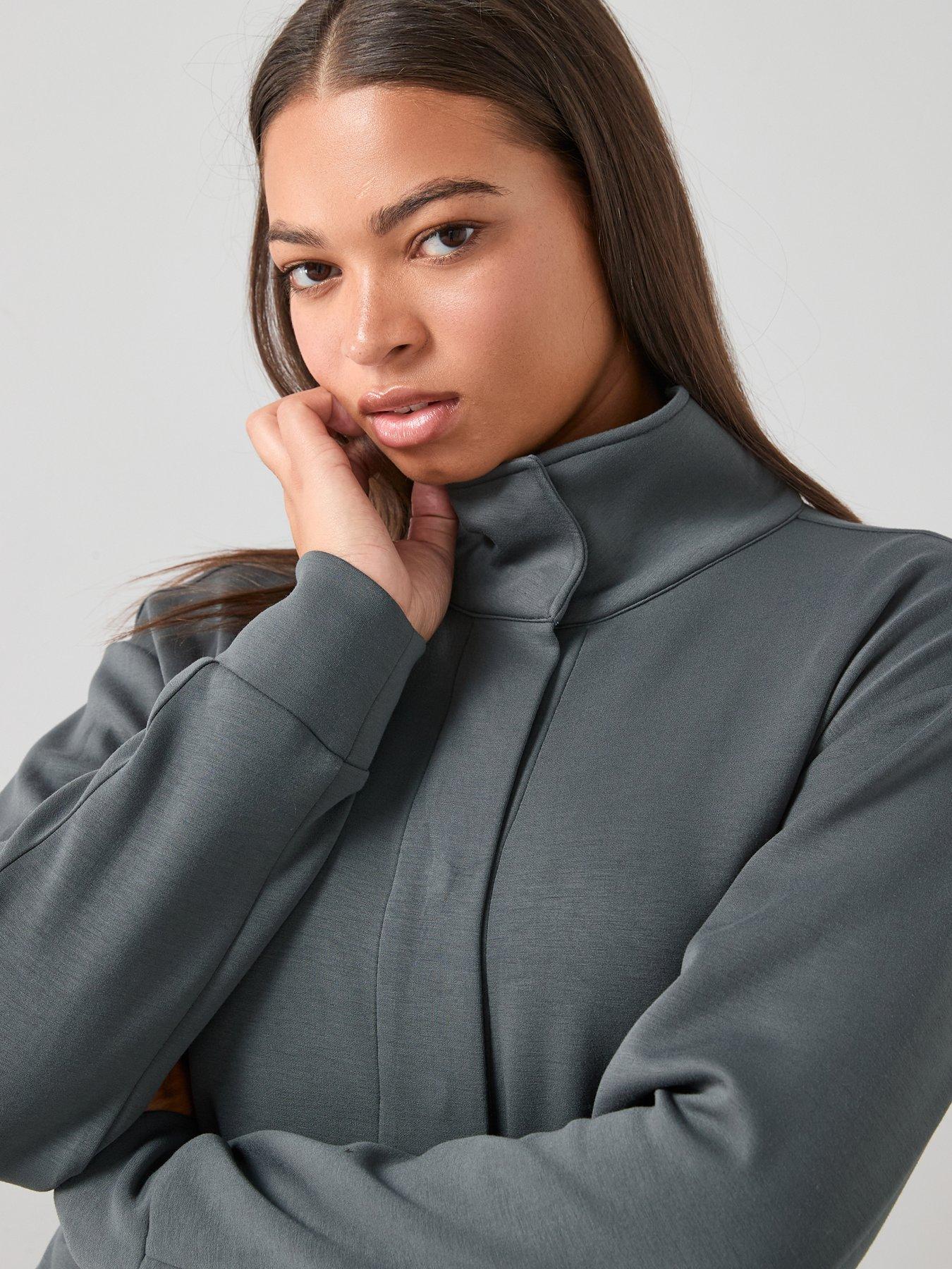  image of the-very-collection-curve-tie-waist-sweat-jacket-grey