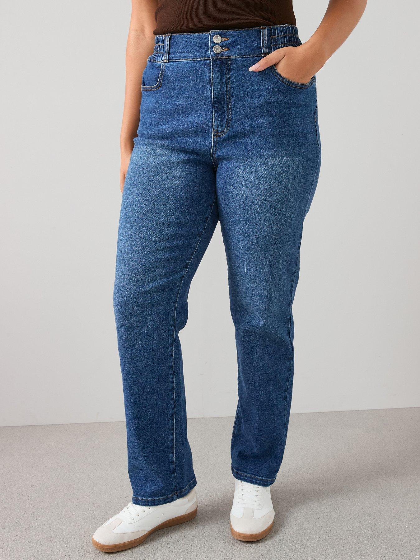 The Very Collection Curve Elasticated Waist Straight Leg Jean - Blue