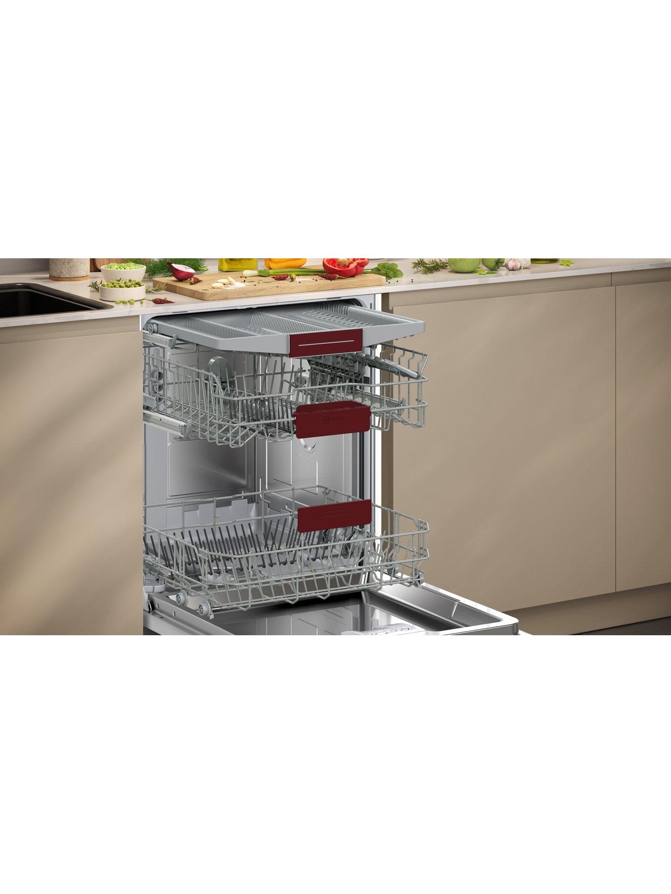  image of neff-n50-s155hvx00g-full-size-13-place-settings-integrated-dishwasher-with-extra-dry-stainless-steel-d-rated