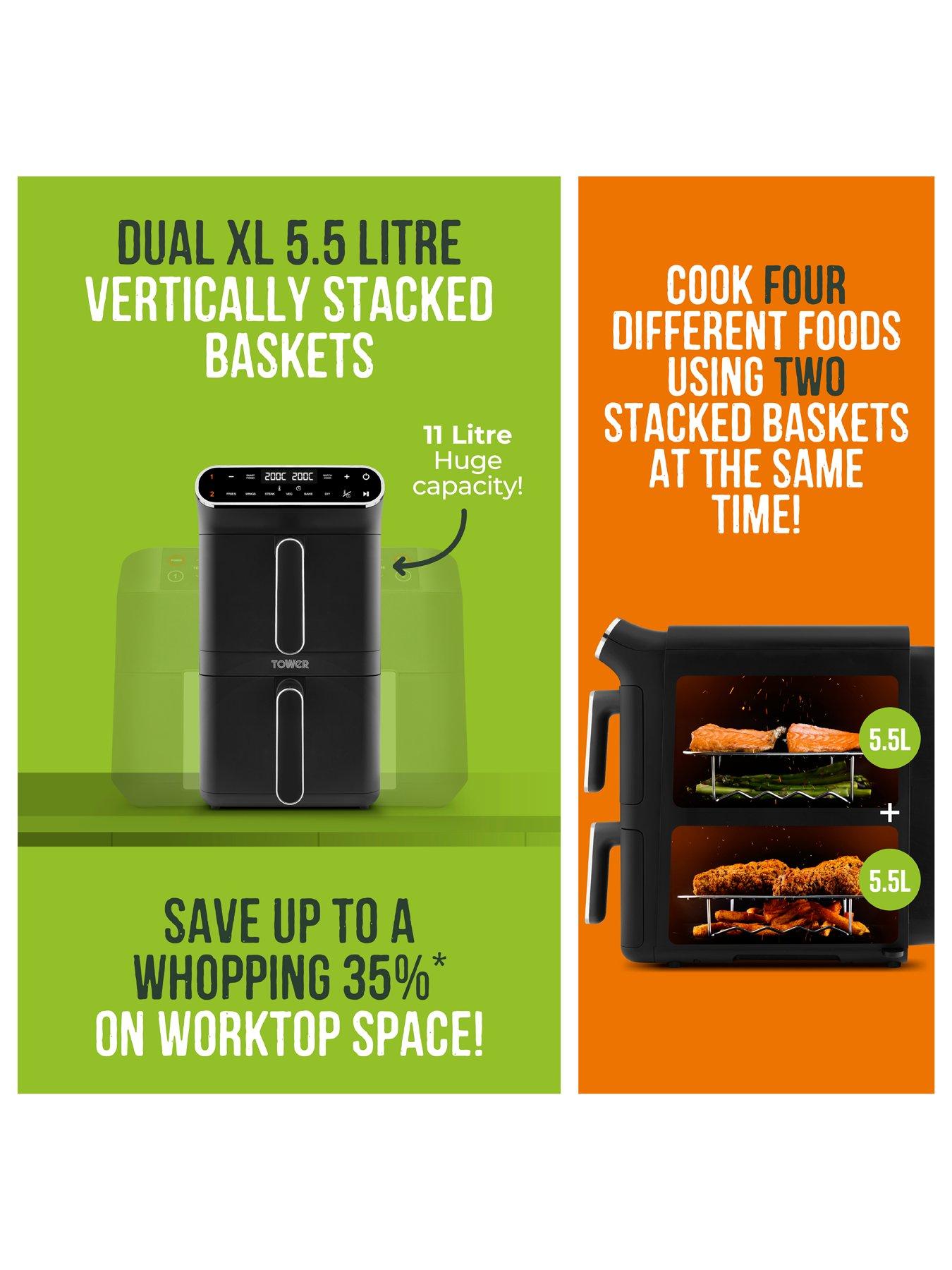  image of tower-vortx-11l-xl-dual-layer-air-fryer-digital-control-panel-black