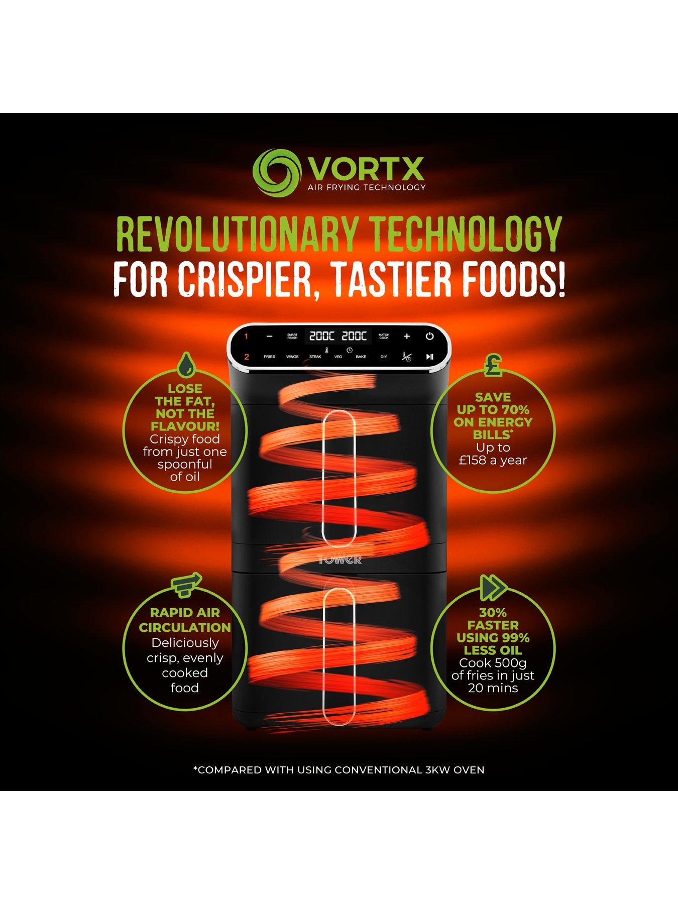  image of tower-vortx-11l-xl-dual-layer-air-fryer-digital-control-panel-black