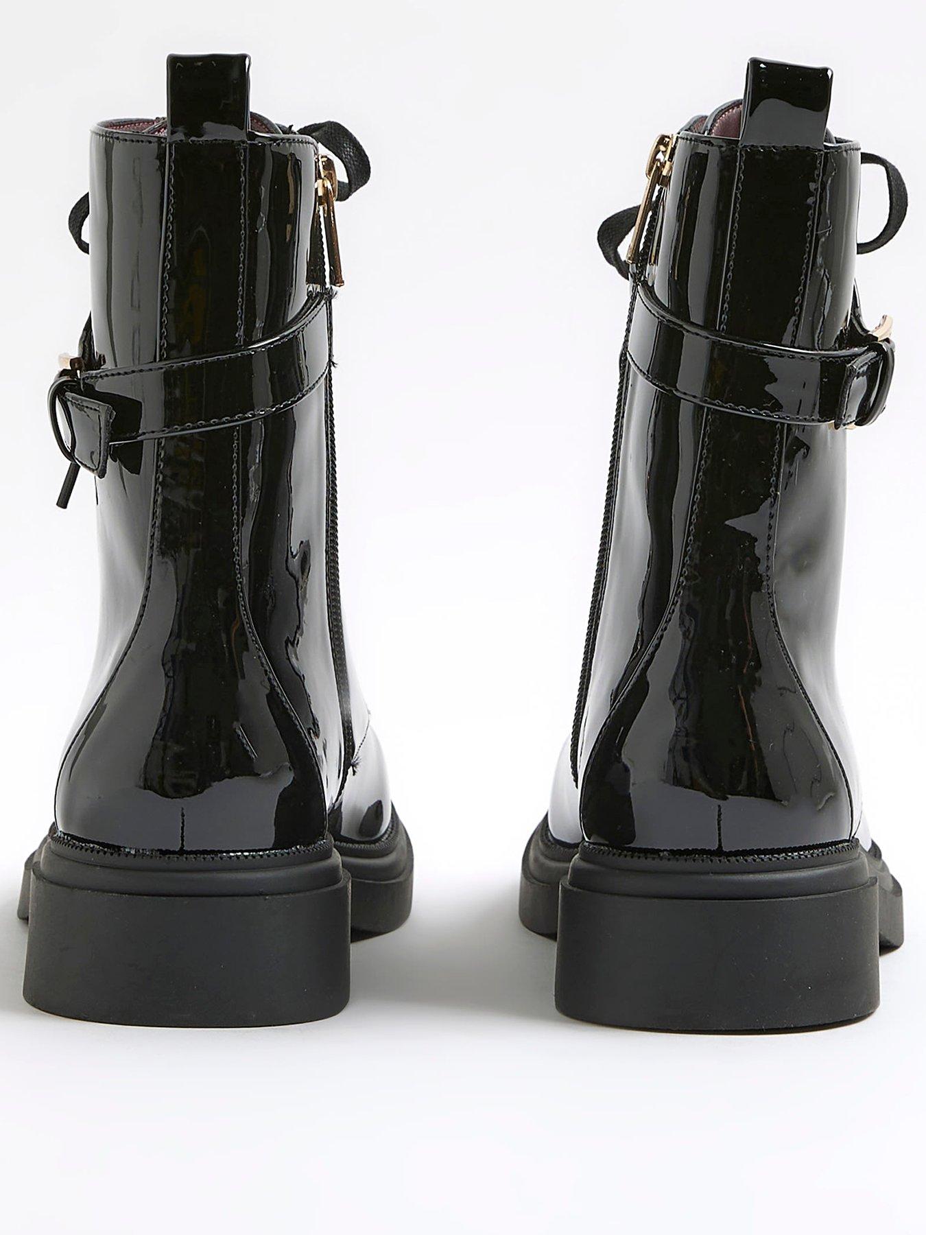 Image 3 of 6 of River Island Lace Up Chunky Boots - Black