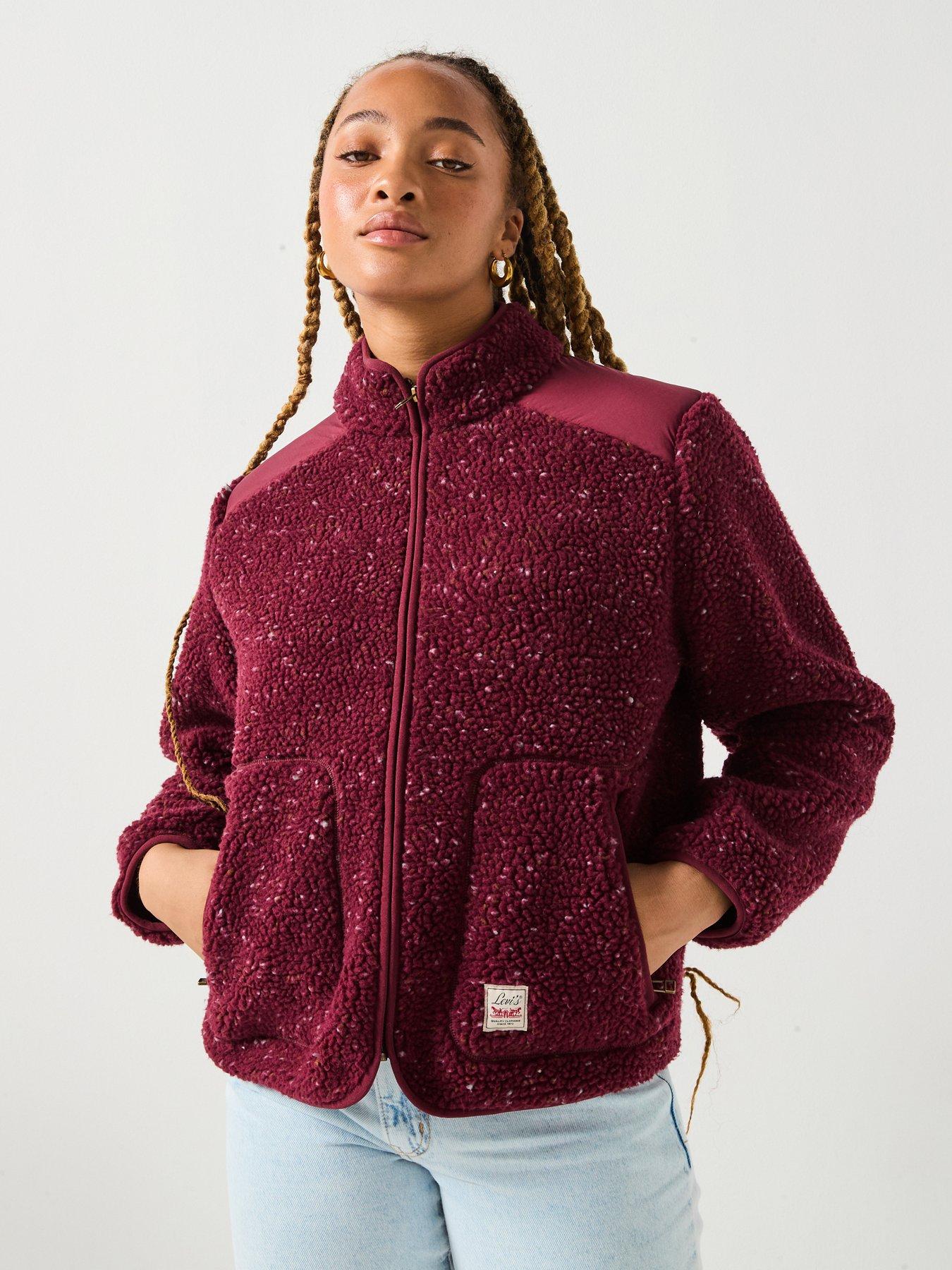 undefined Sienna Sherpa Jacket - H225 Nep Tawny Port with Gray Mist and Bison - Red