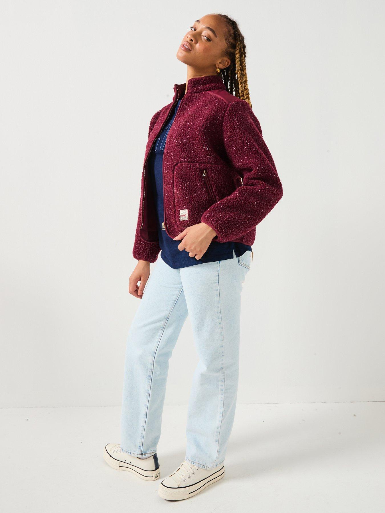 Image 3 of 6 of Levi's Sienna Sherpa Jacket - H225 Nep Tawny Port with Gray Mist and Bison - Red