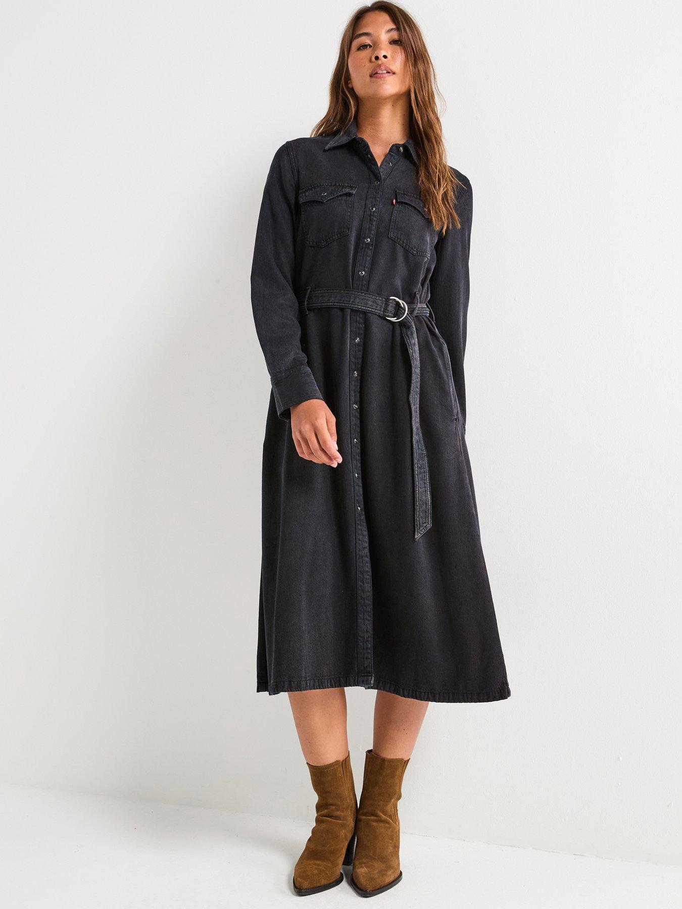 Image 1 of 4 of Levi's Quincey Long-sleeve Maxi Dress - Mini Scrape - Black