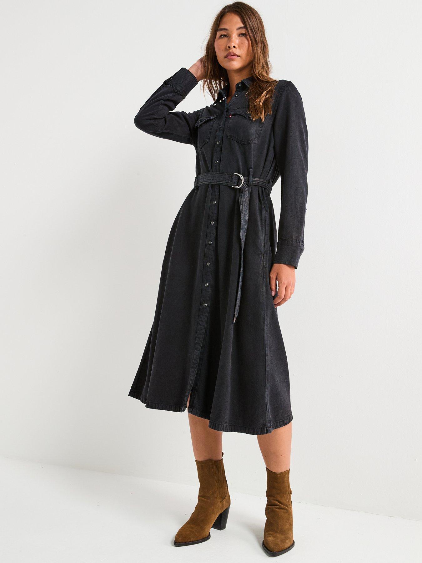 Image 3 of 4 of Levi's Quincey Long-sleeve Maxi Dress - Mini Scrape - Black