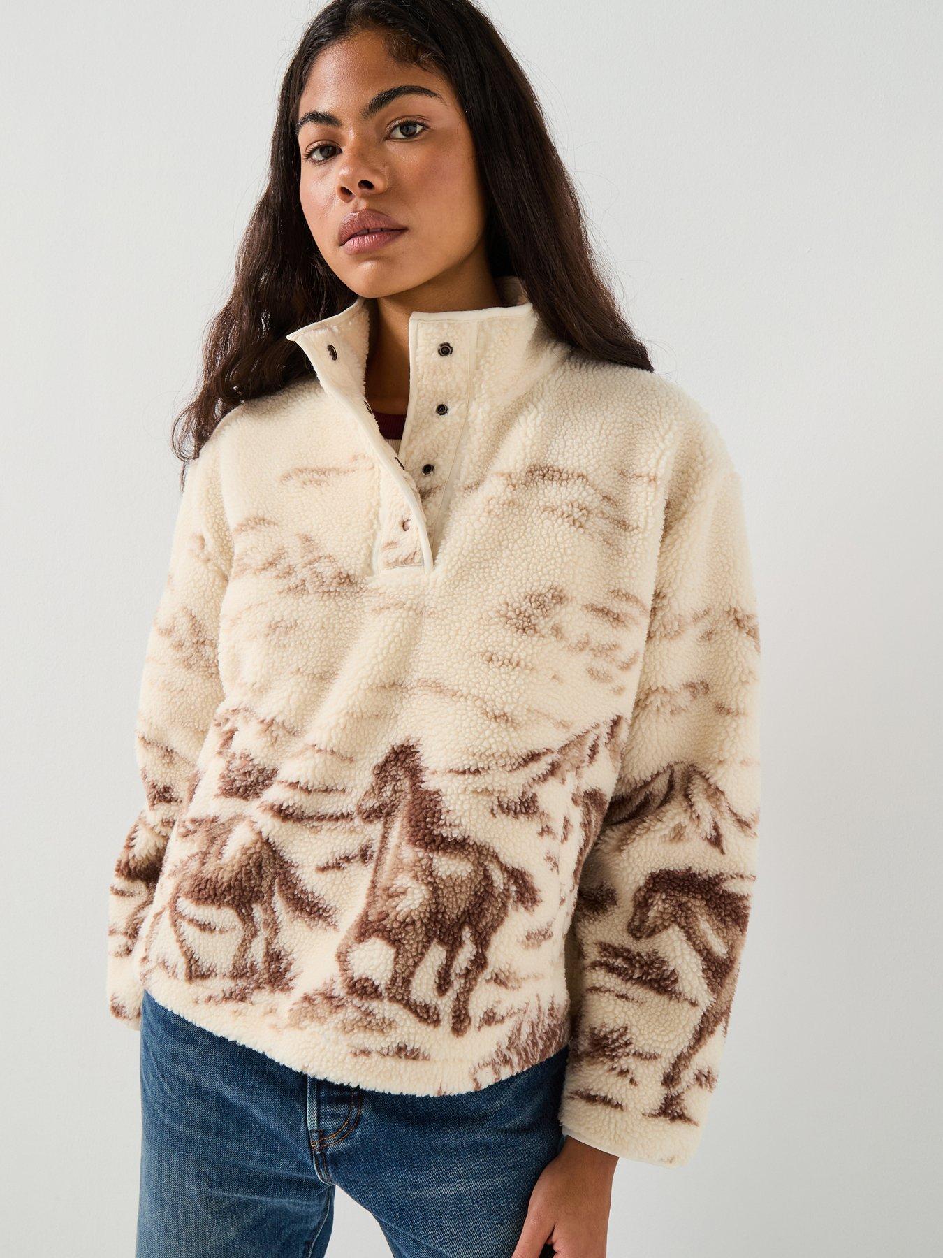 Levi's Kasey Sherpa Pullover - Wild Horses Landscape For Outerwear - Whisper White/Beige