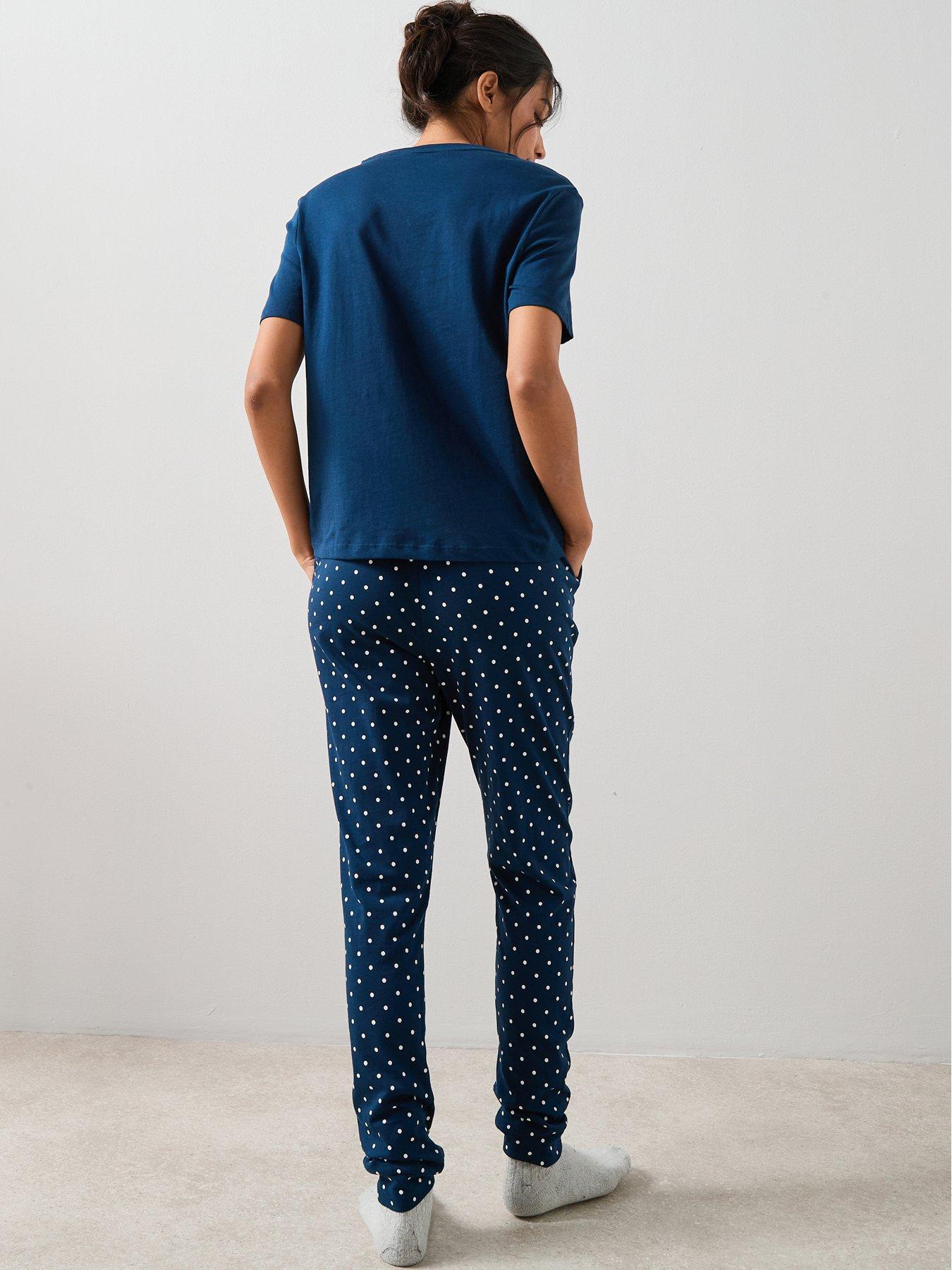 Image 2 of 7 of The Very Collection Short Sleeve Eyemask Print And Aop Jogger Pyjama Set - Navy