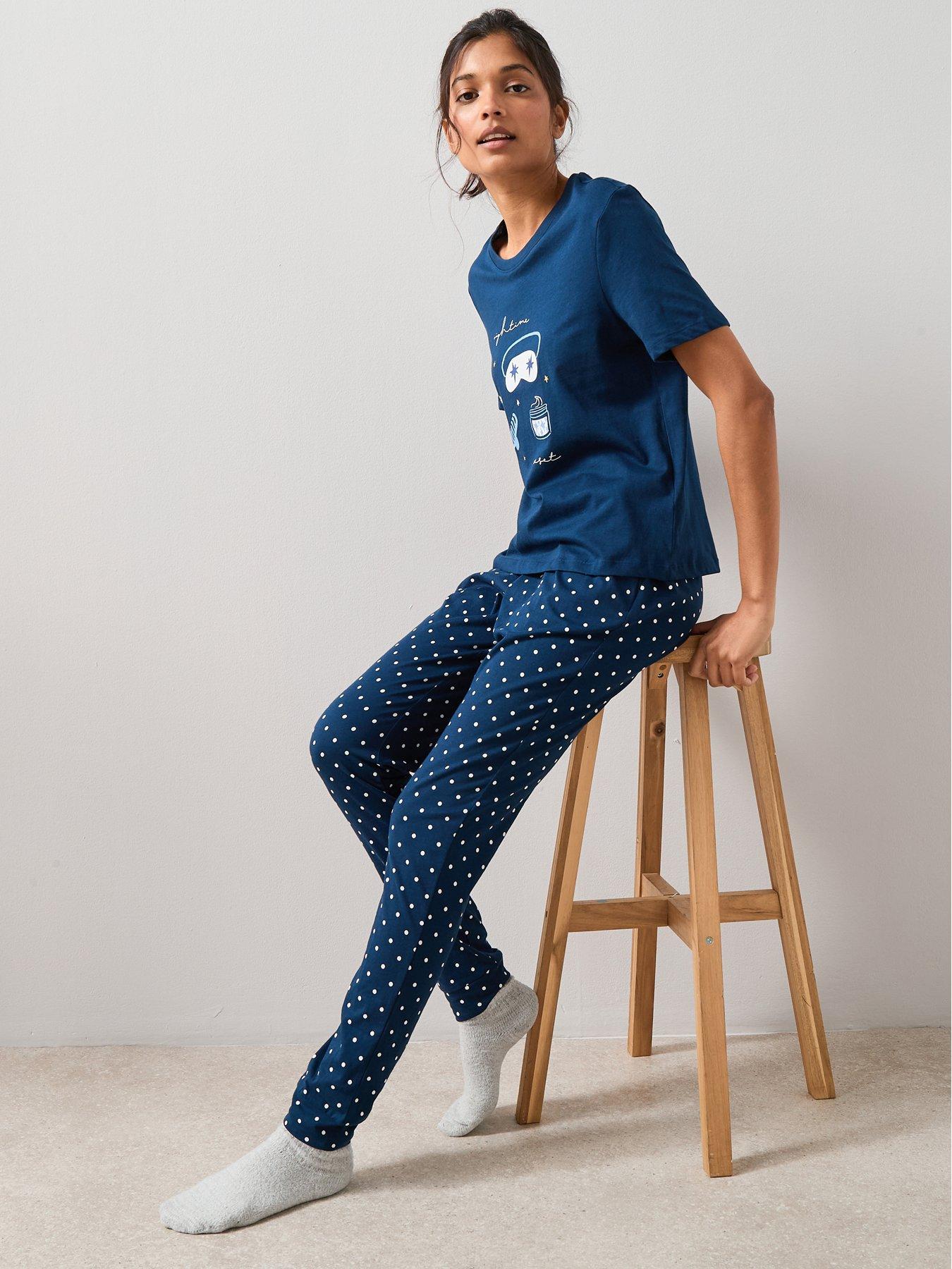 Image 5 of 7 of The Very Collection Short Sleeve Eyemask Print And Aop Jogger Pyjama Set - Navy