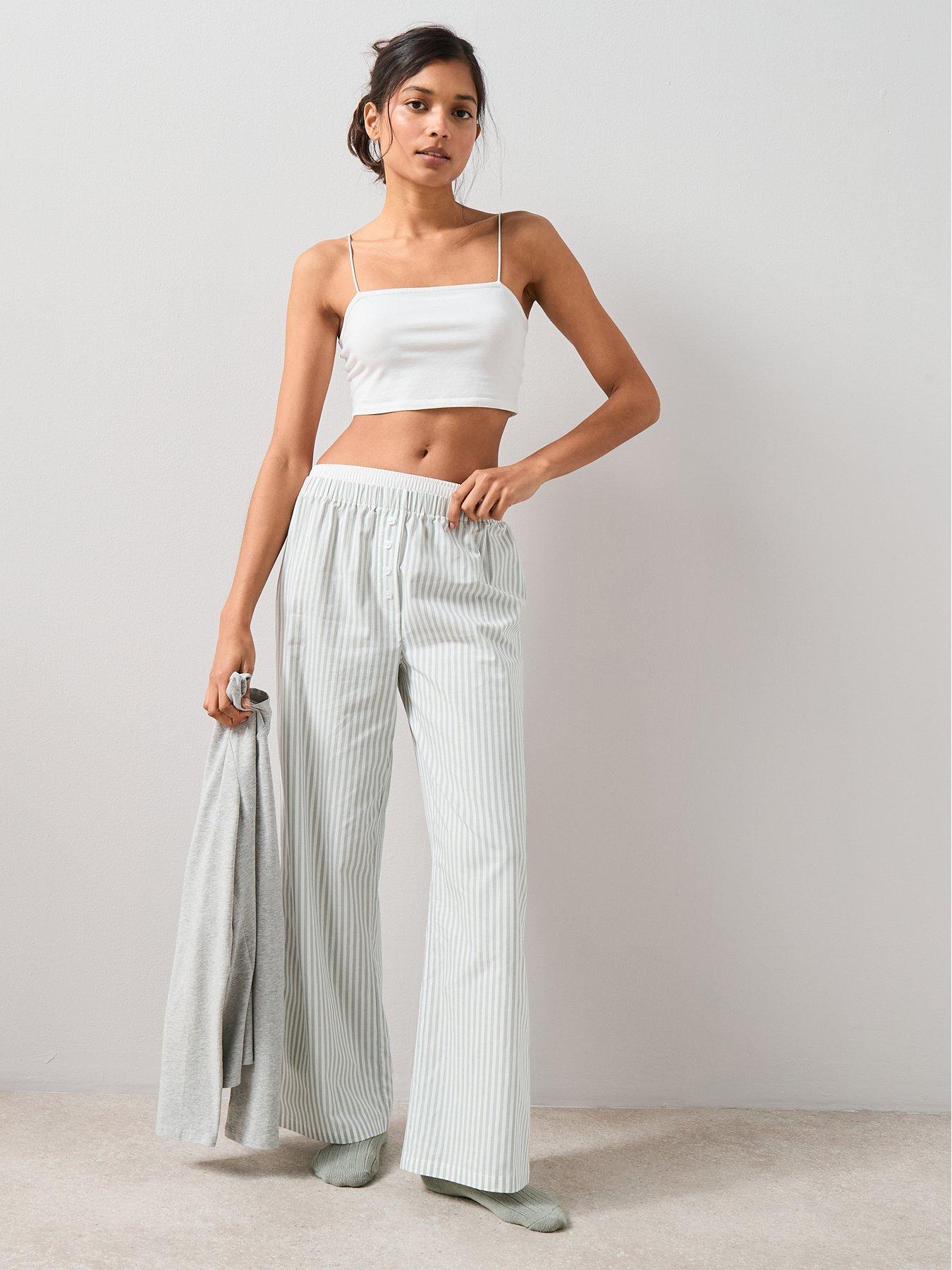 Image 3 of 7 of The Very Collection Jersey Long Sleeve Top With Stripe Woven Bottom Pyjama Set - Grey