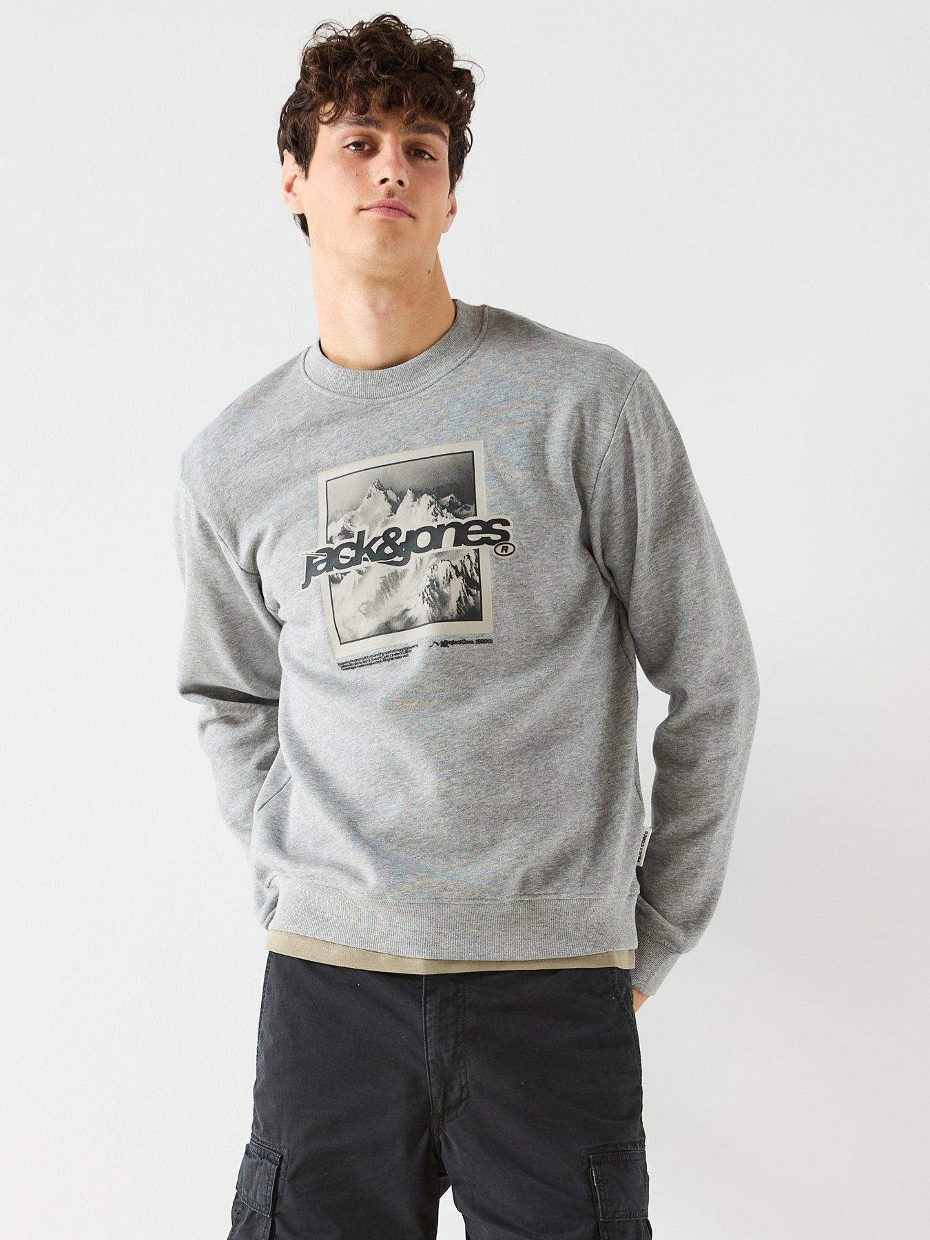 Jack & Jones Flare Graphic Crew Sweatshirt - Grey