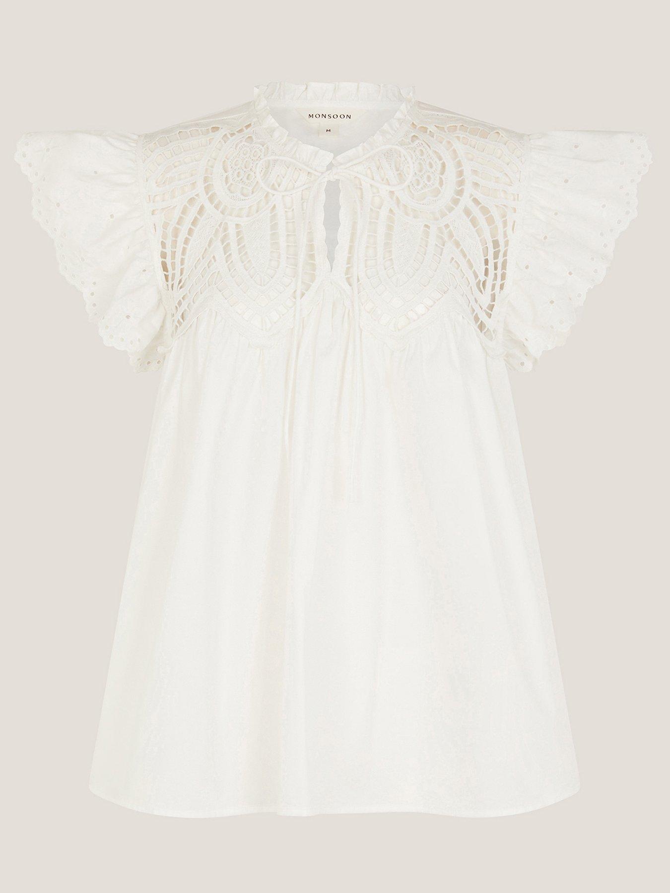 Image 3 of 6 of Monsoon Zadie Lace Top - White