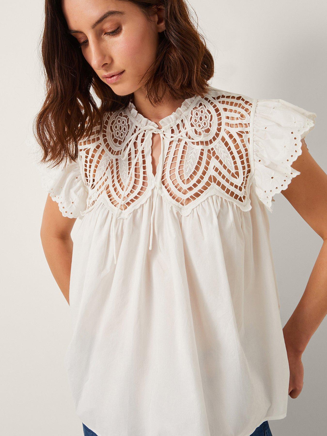 Image 4 of 6 of Monsoon Zadie Lace Top - White