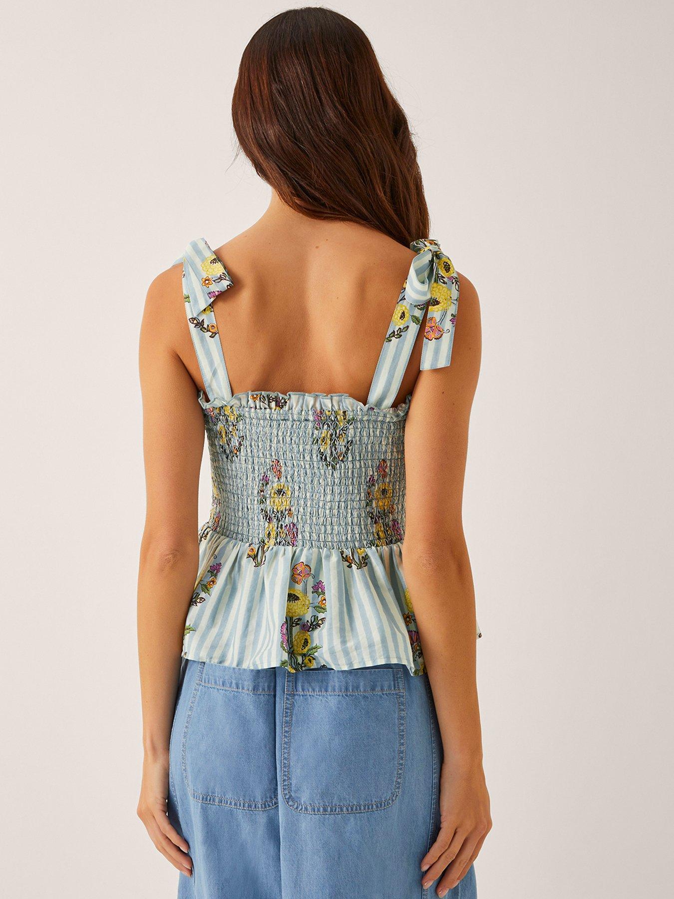 Image 2 of 5 of Monsoon Lucille Shirred Top - Blue