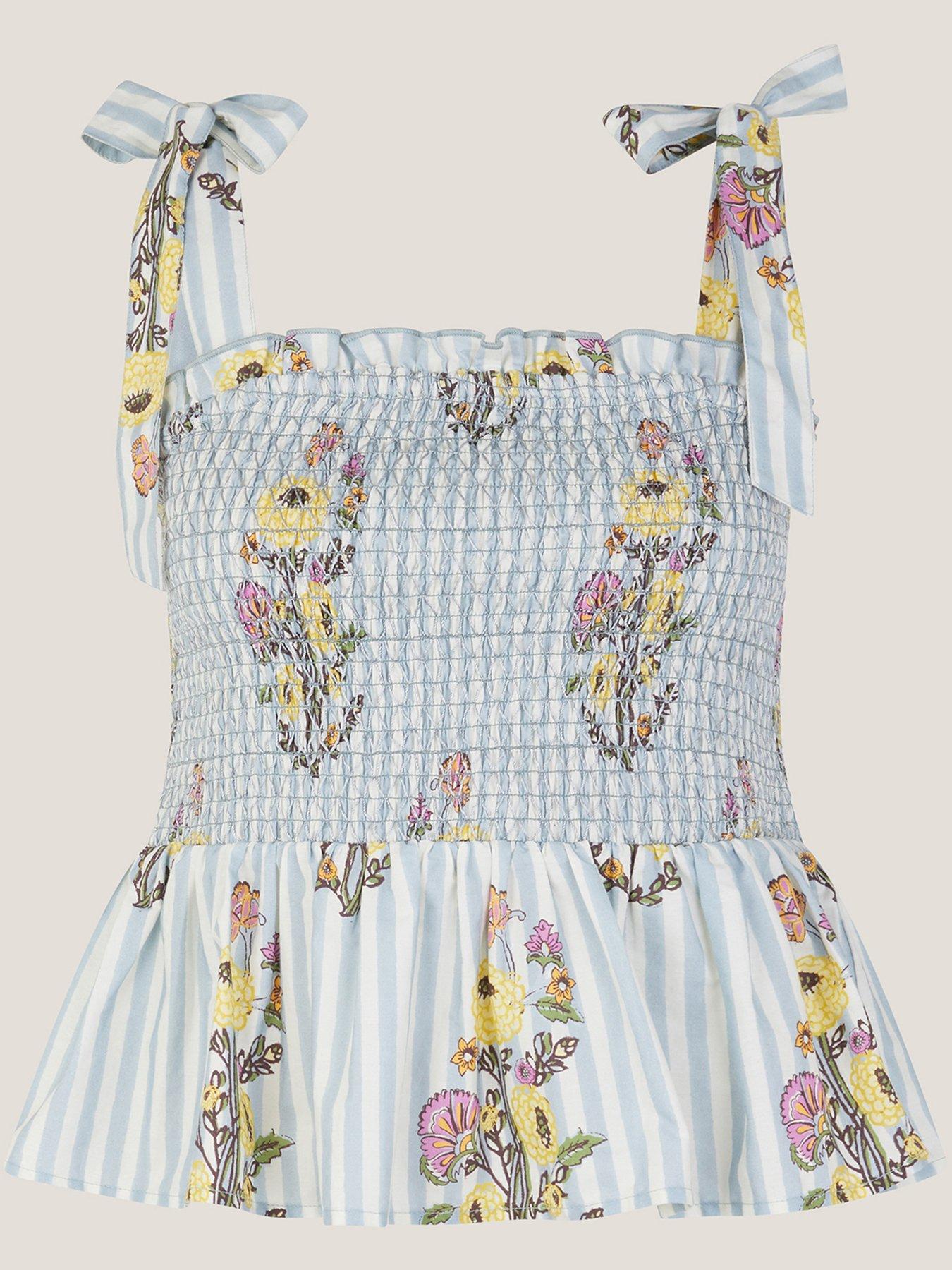 Image 3 of 5 of Monsoon Lucille Shirred Top - Blue