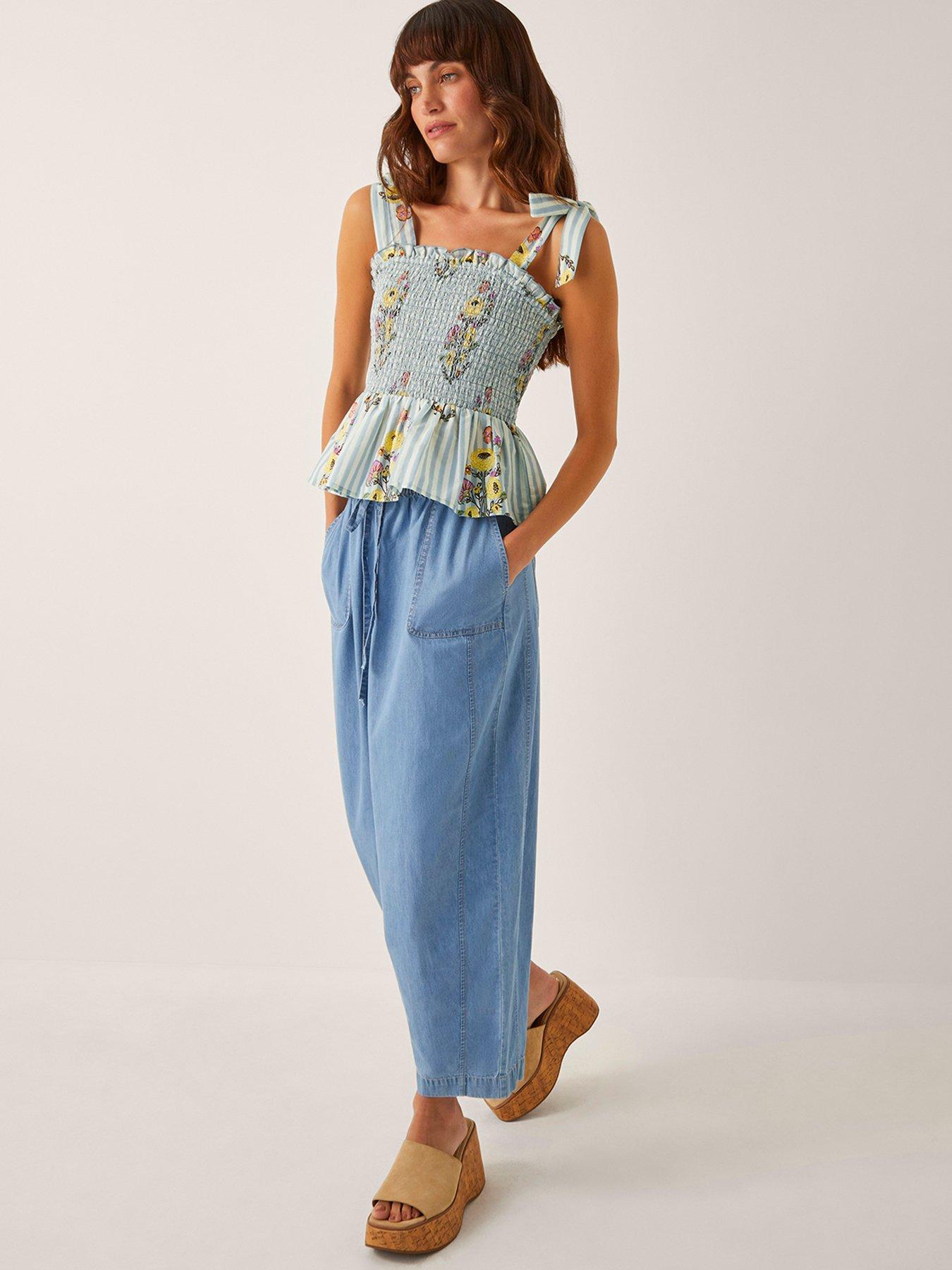 Image 4 of 5 of Monsoon Lucille Shirred Top - Blue