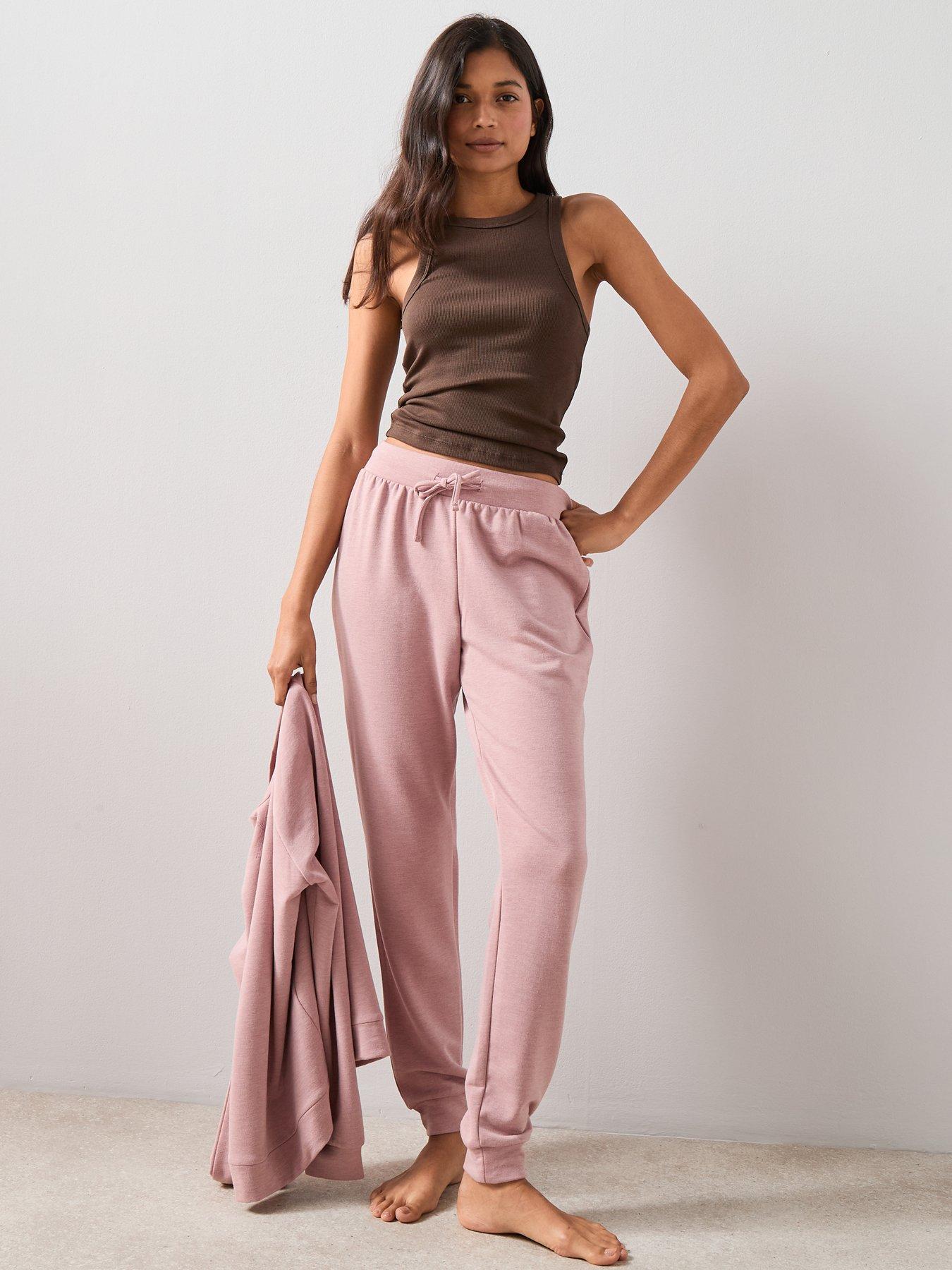 Image 3 of 7 of The Very Collection Marl Soft Touch Sweatshirt And Jogger Loungewear Set - Pink