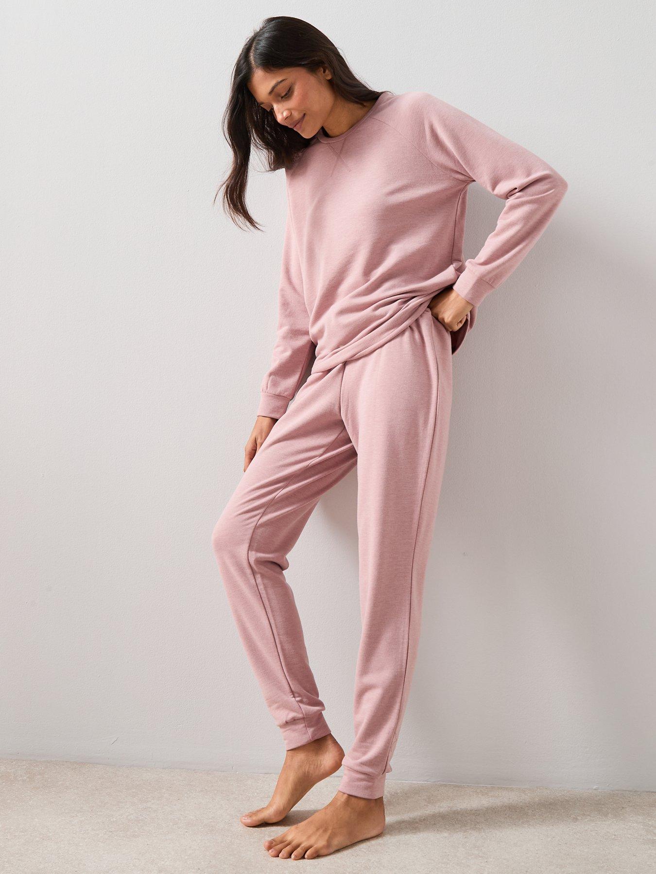 Image 4 of 7 of The Very Collection Marl Soft Touch Sweatshirt And Jogger Loungewear Set - Pink