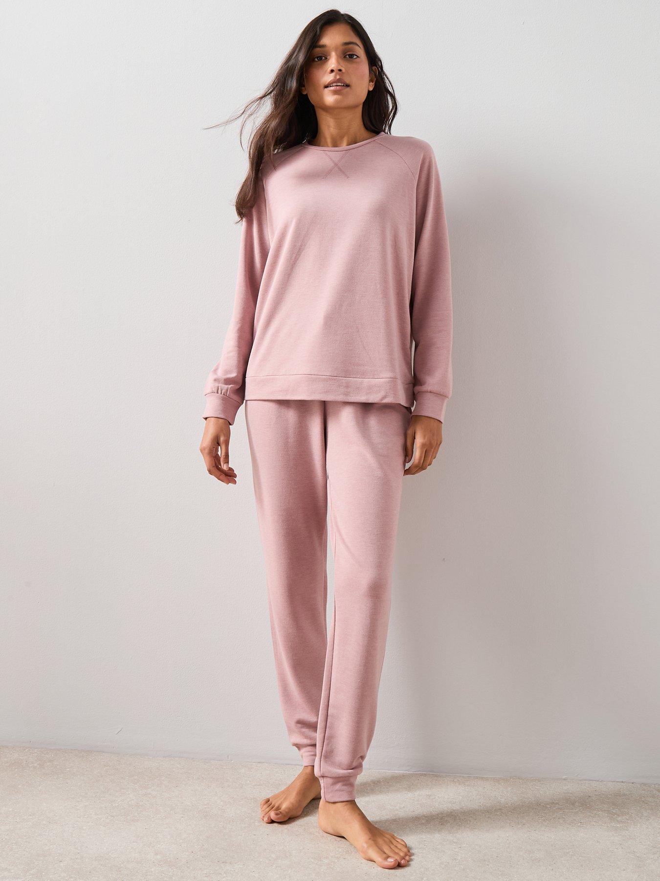 Image 5 of 7 of The Very Collection Marl Soft Touch Sweatshirt And Jogger Loungewear Set - Pink