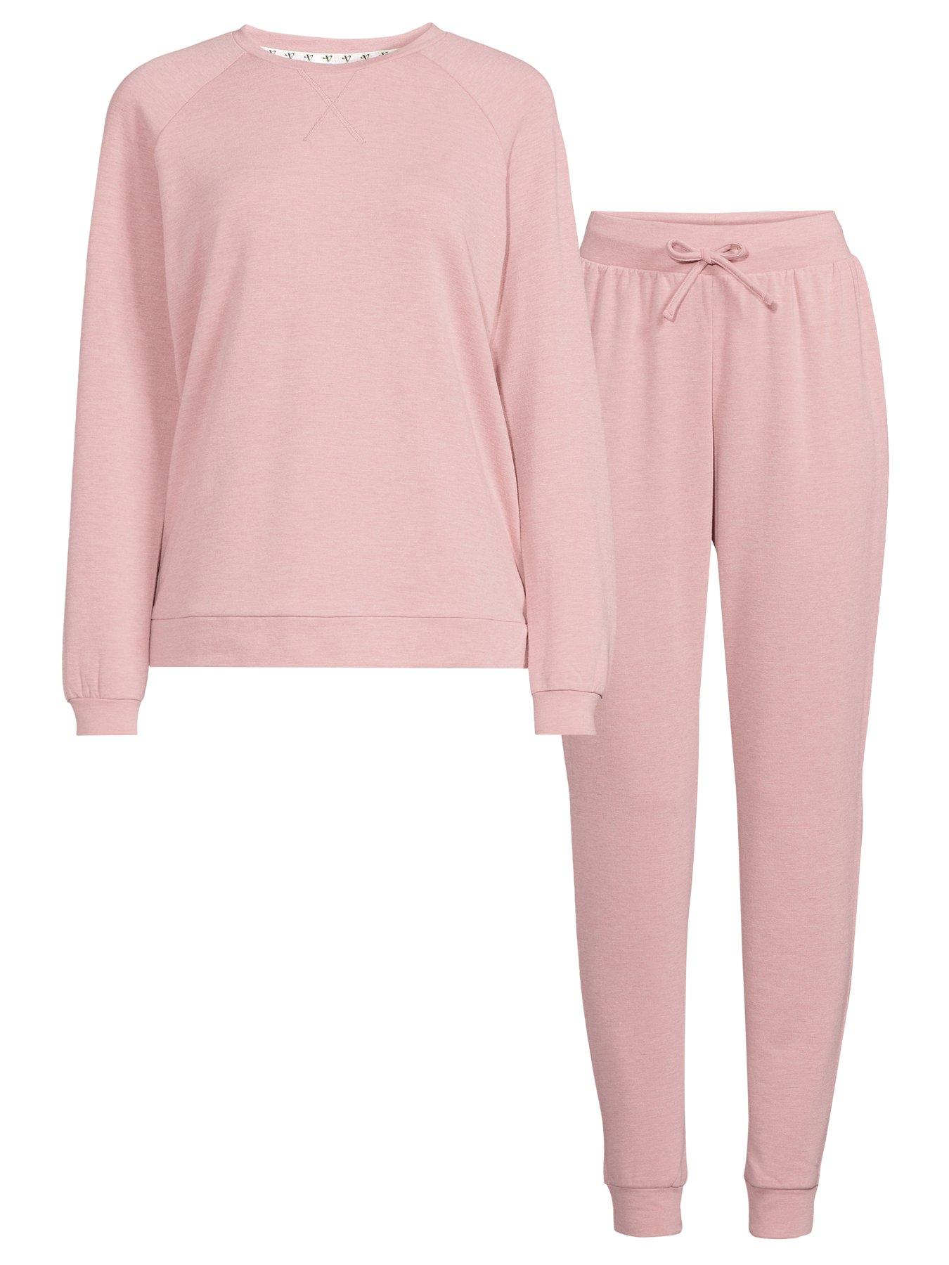 Image 7 of 7 of The Very Collection Marl Soft Touch Sweatshirt And Jogger Loungewear Set - Pink