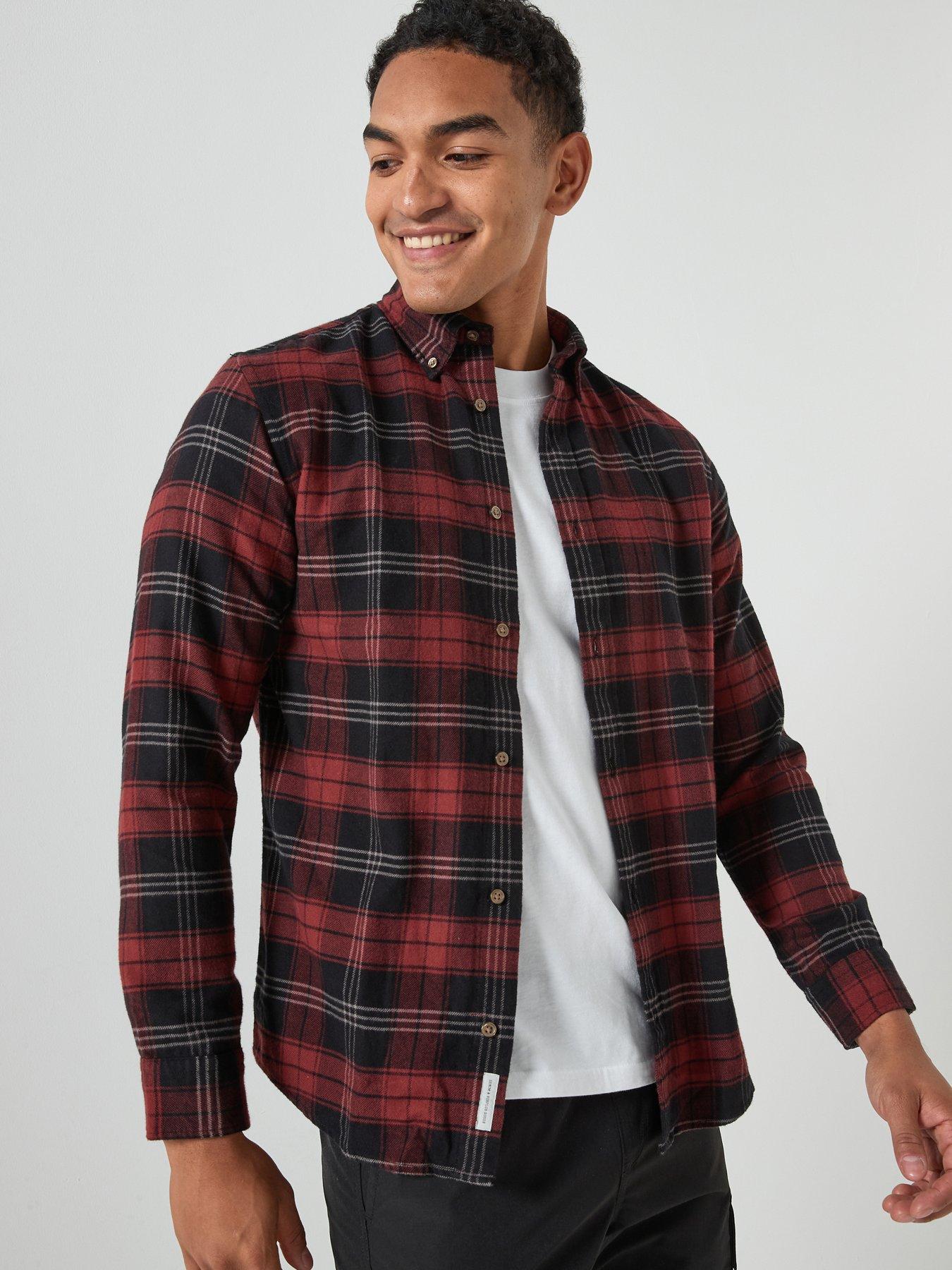 Jack & Jones Barkley Flannel Long Sleeve Check Shirt - Dark Red