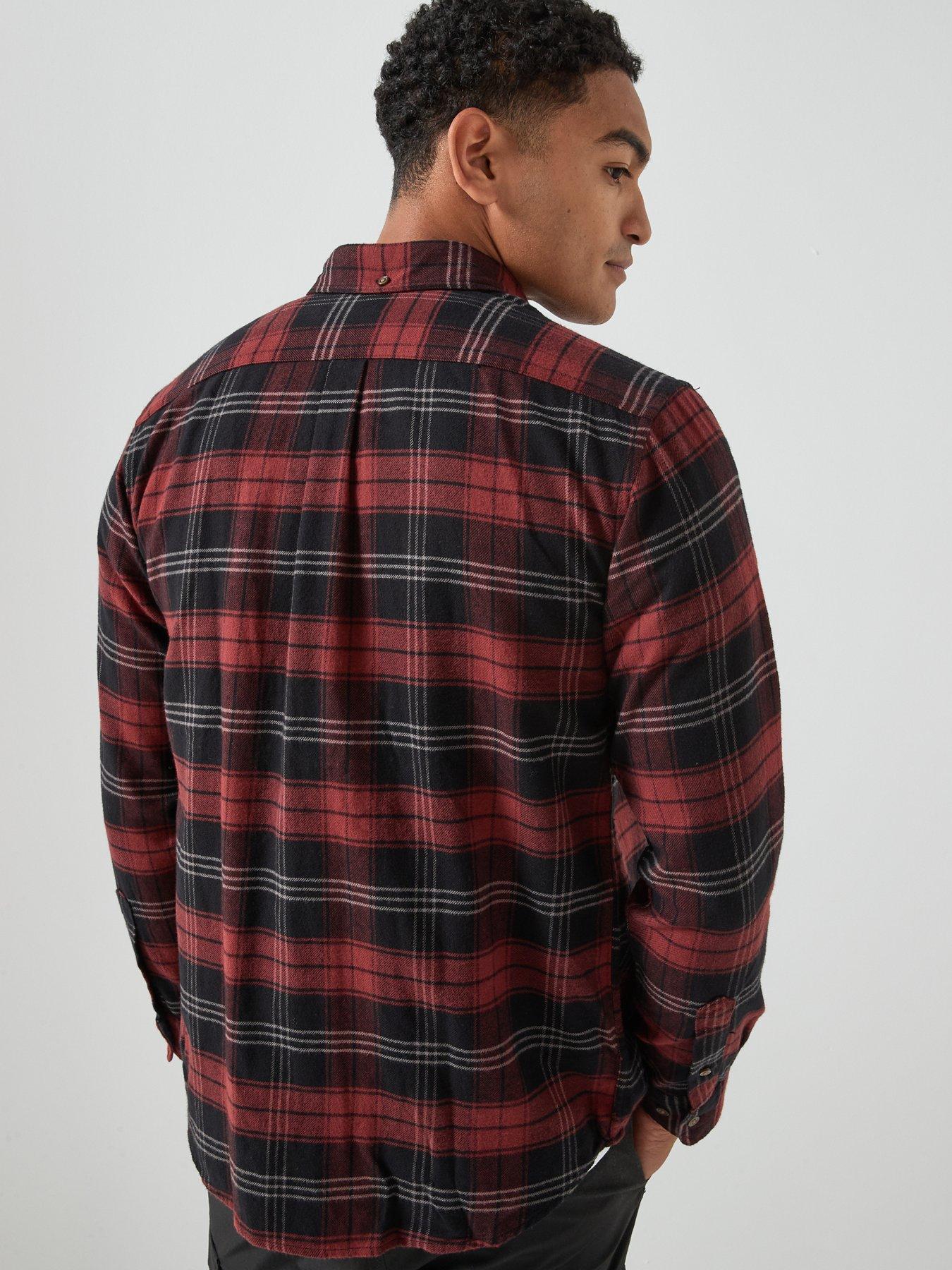  image of jack-jones-barkley-flannel-long-sleeve-check-shirt-dark-red