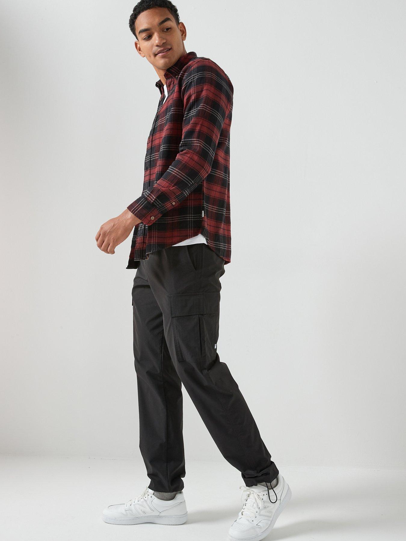  image of jack-jones-barkley-flannel-long-sleeve-check-shirt-dark-red