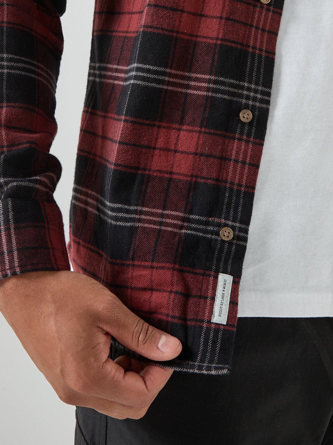  image of jack-jones-barkley-flannel-long-sleeve-check-shirt-dark-red