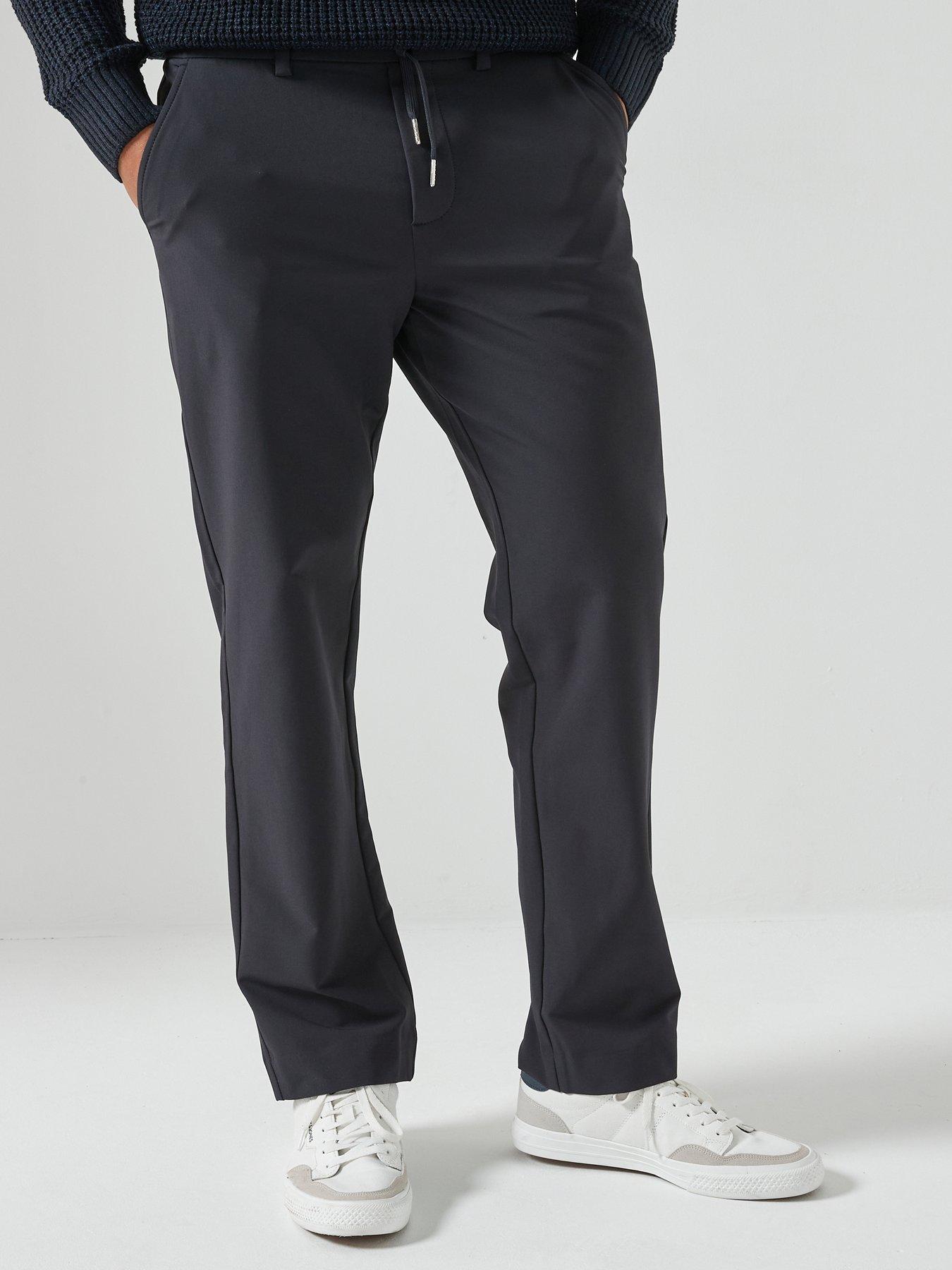 front image of jack-jones-kane-commute-travel-smart-elasticated-trouser-navy