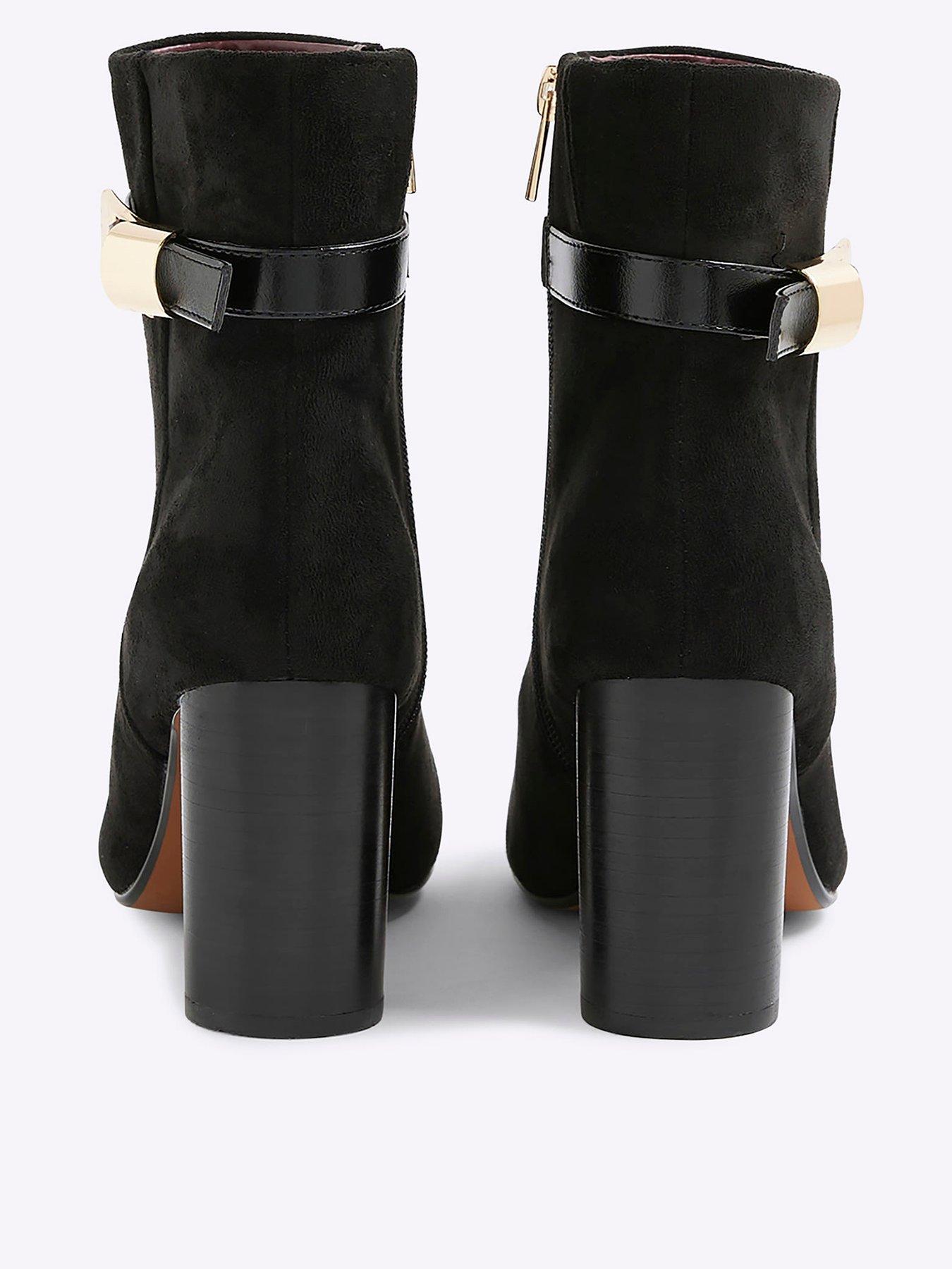 Image 4 of 6 of River Island Round Heeled Buckle Boot - Black
