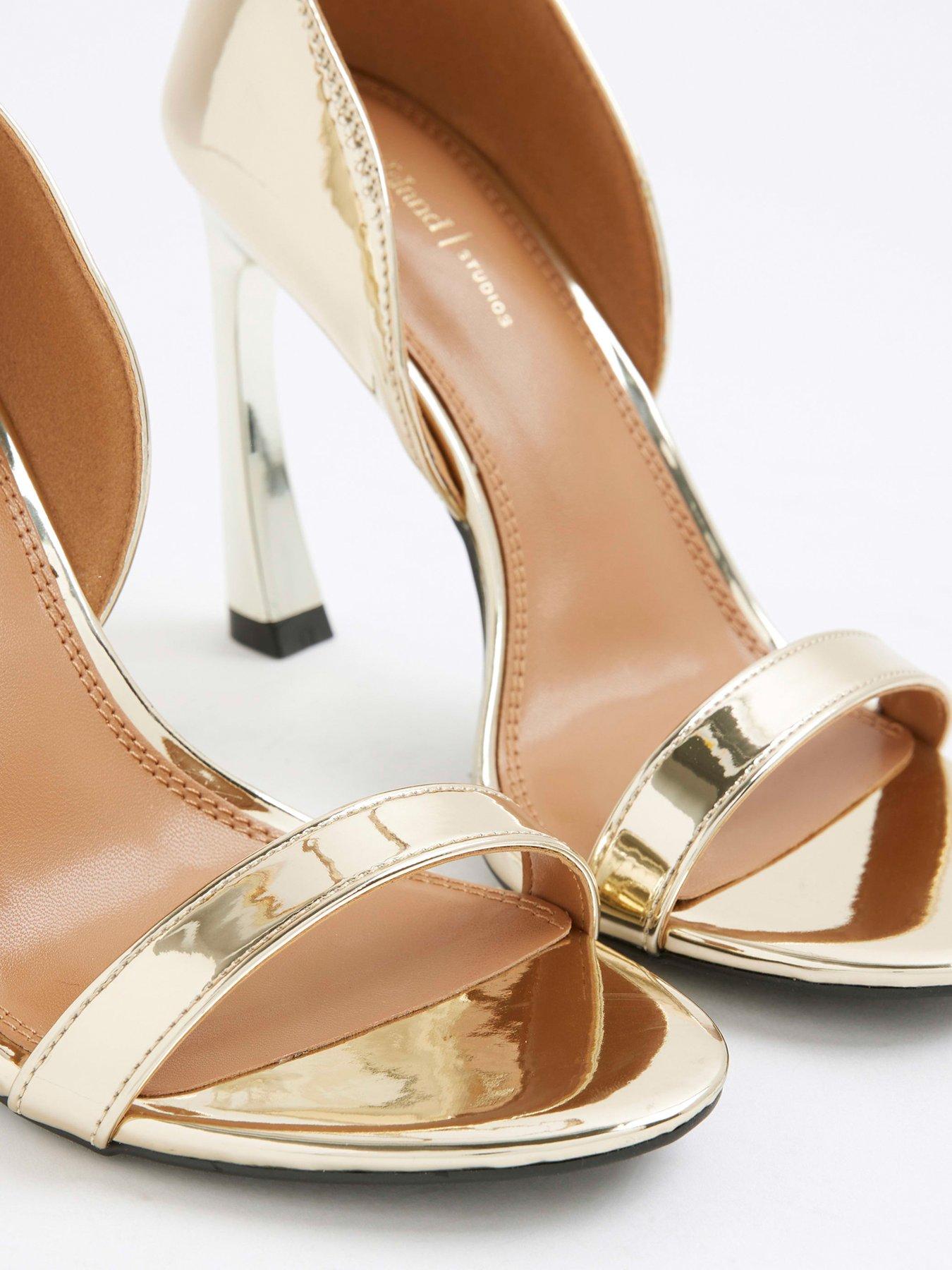 Image 6 of 6 of River Island Closed Back Banana Heel Sandal - Gold