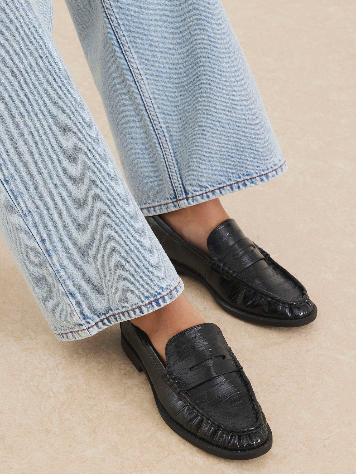 Image 1 of 6 of River Island Ruched Loafer - Black