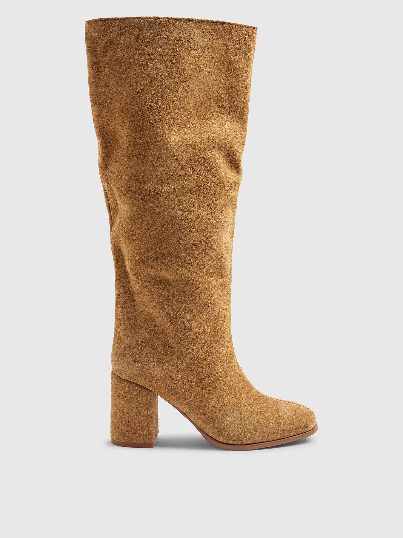 undefined Block Heel High Leg Boot - Brown