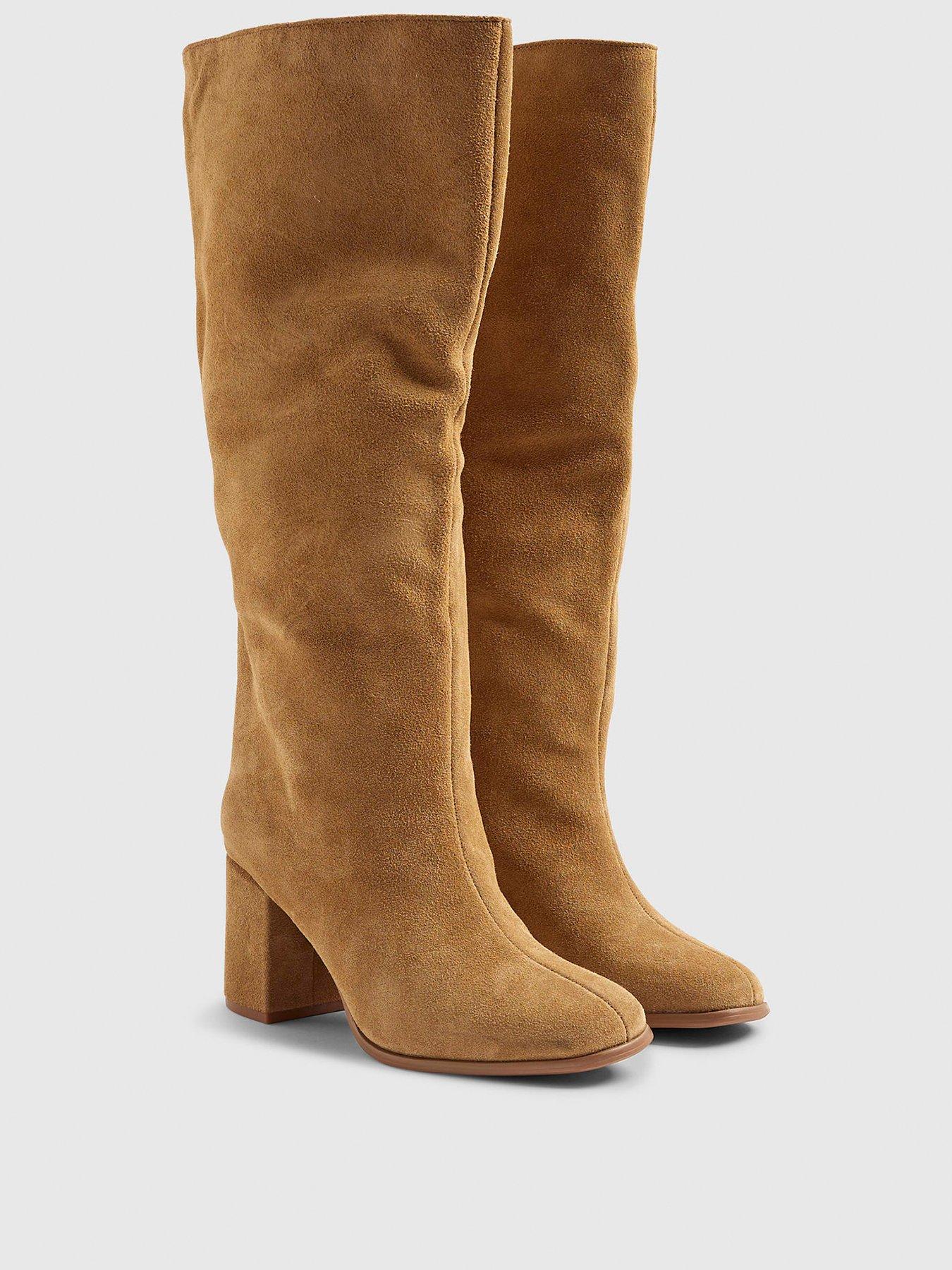 Image 2 of 5 of River Island Block Heel High Leg Boot - Brown