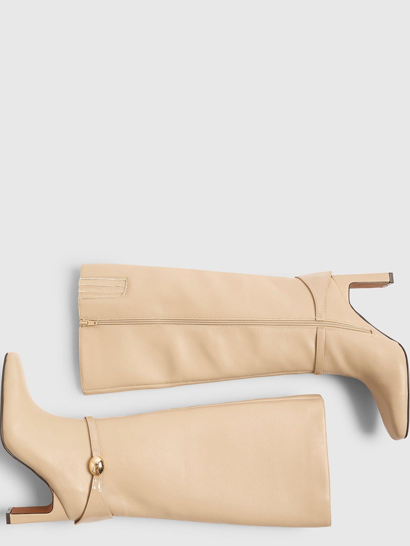 Image 4 of 5 of River Island Straight Highleg Hardware Boot - Beige