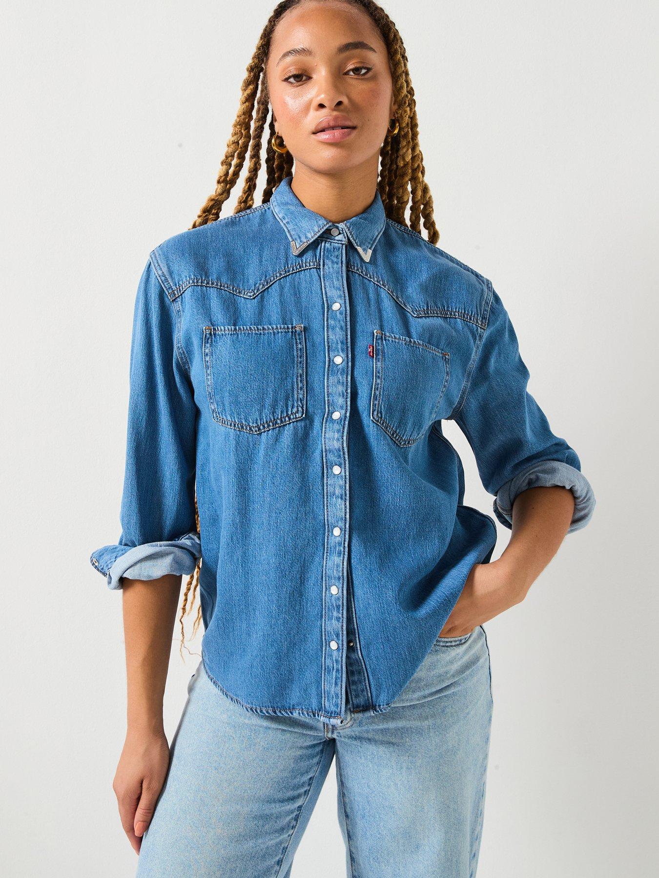 undefined Teodora Western Shirt - Going Steady Tipped - Navy
