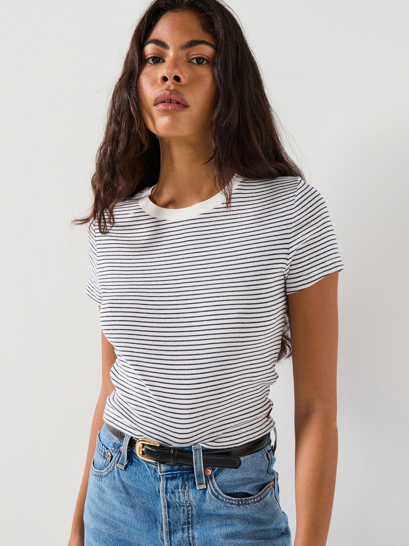 front image of levis-essential-sporty-t-shirt-annalise-stripe-peacoat-cotton-blue