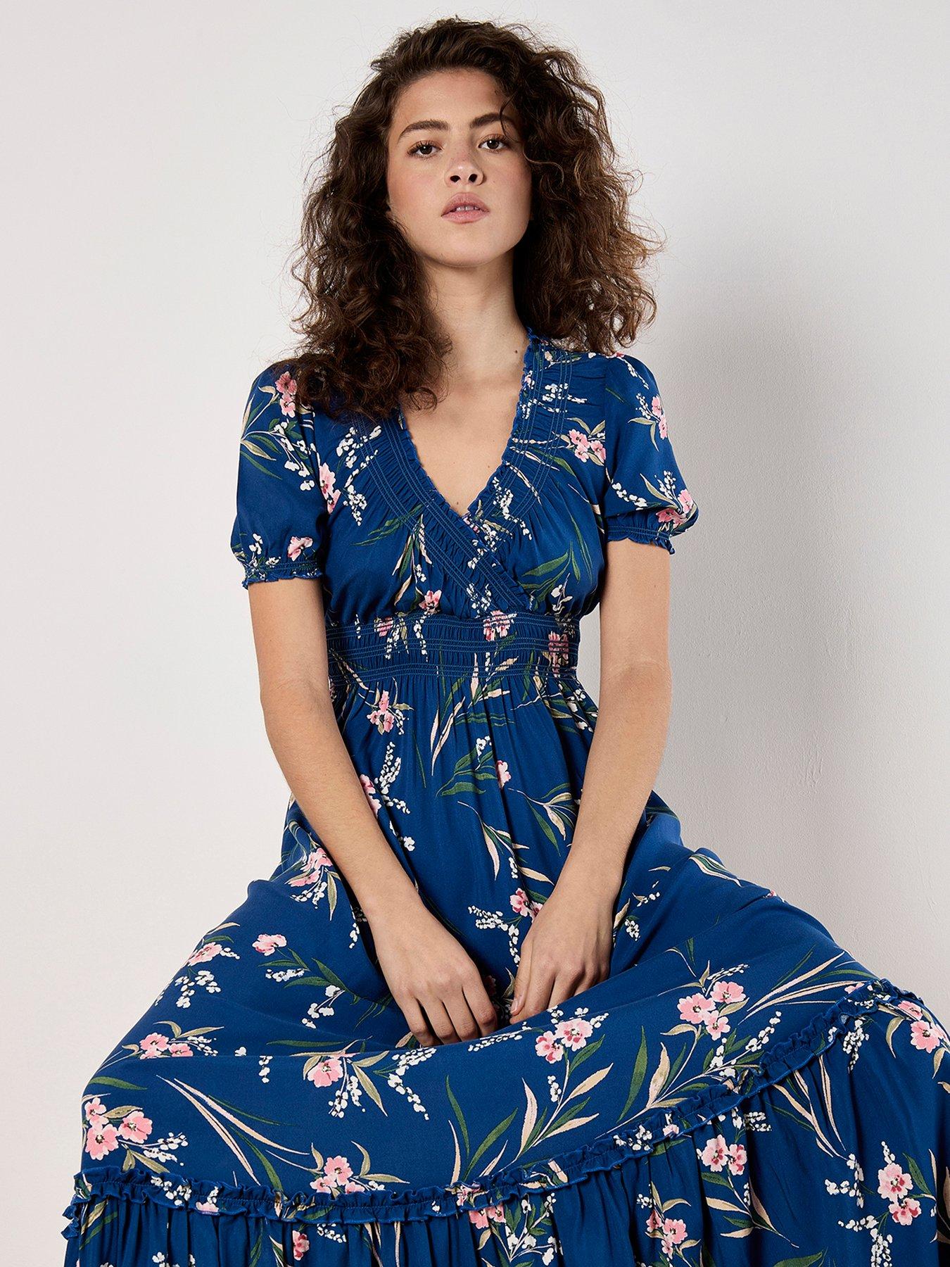 apricot blue floral dress Buy Apricot Blue Multi Watercolour Floral Smock Maxi Dress from Next  Indonesia