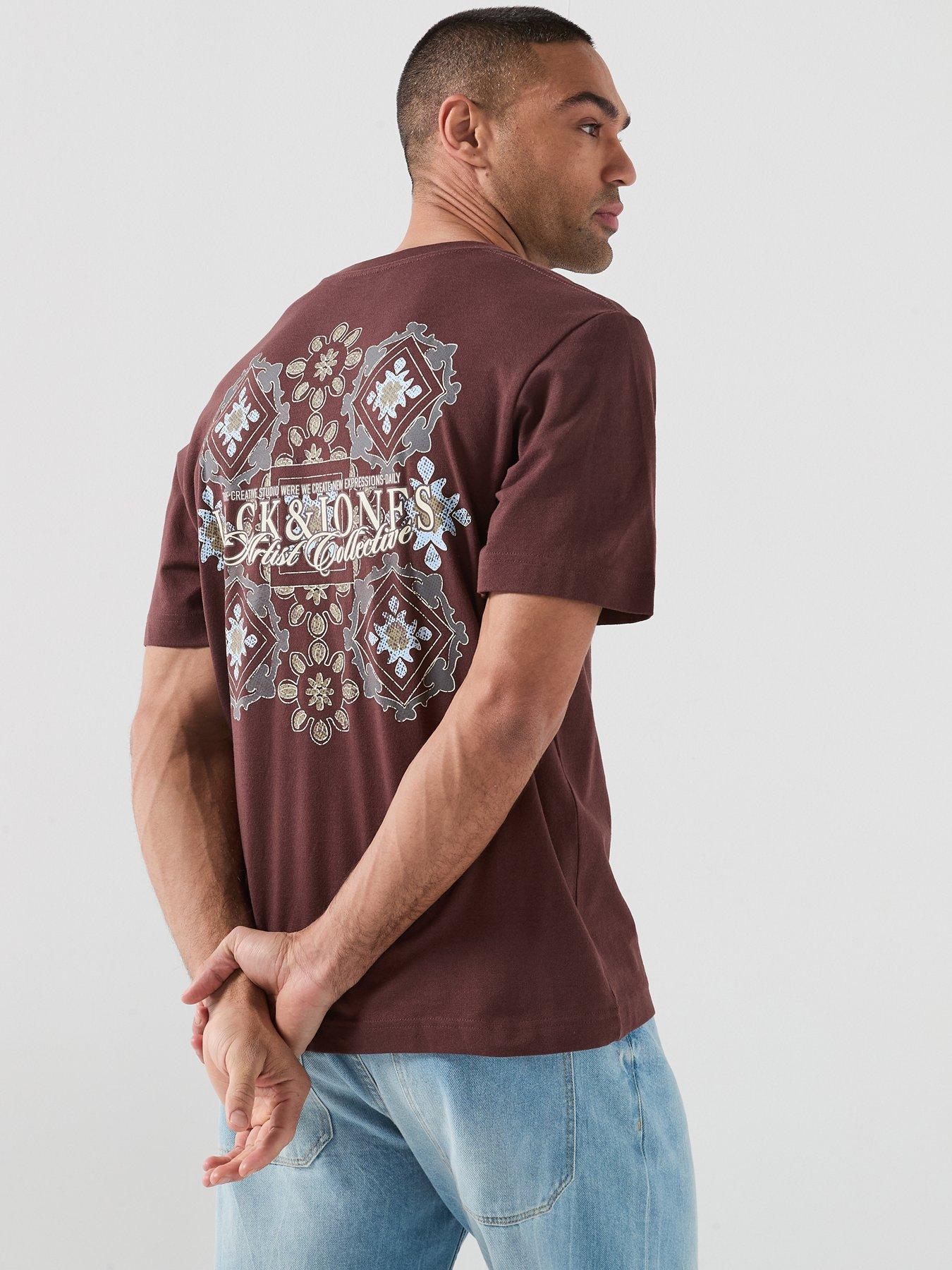 Image 1 of 5 of Jack & Jones Bleeker Back Graphic Box T-Shirt - Brown