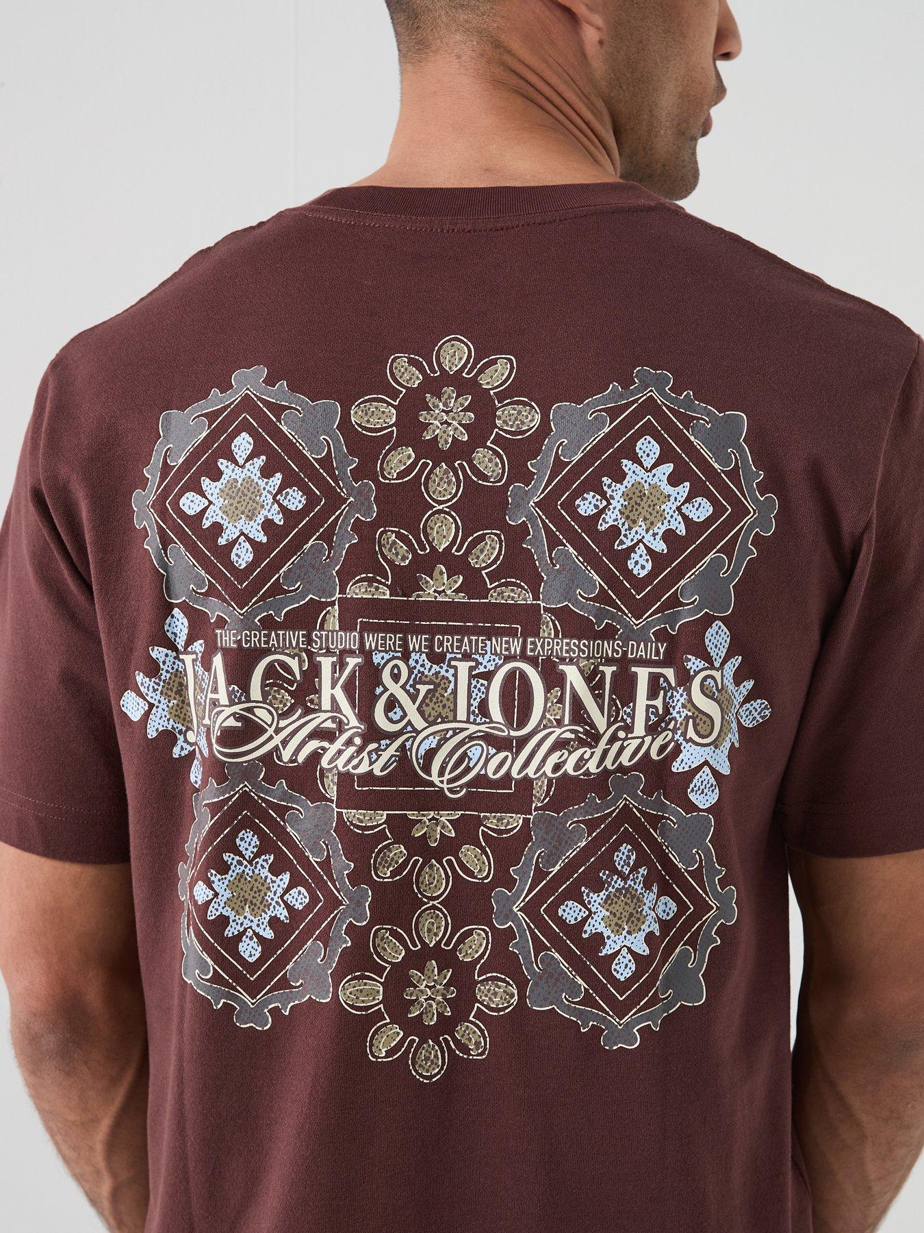 Image 4 of 5 of Jack & Jones Bleeker Back Graphic Box T-Shirt - Brown