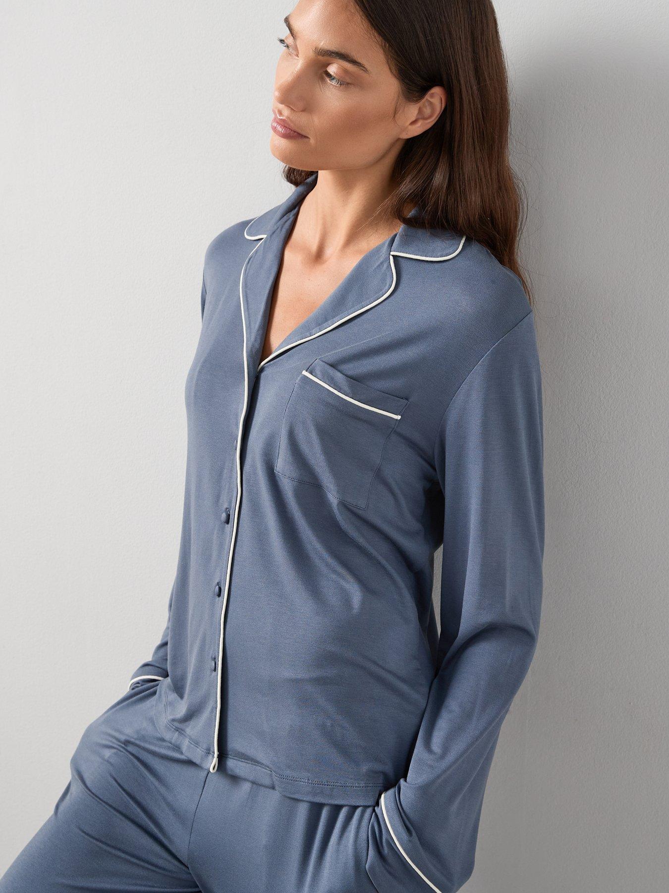 Image 5 of 6 of The Very Collection Jersey Revere Pj Set - Blue